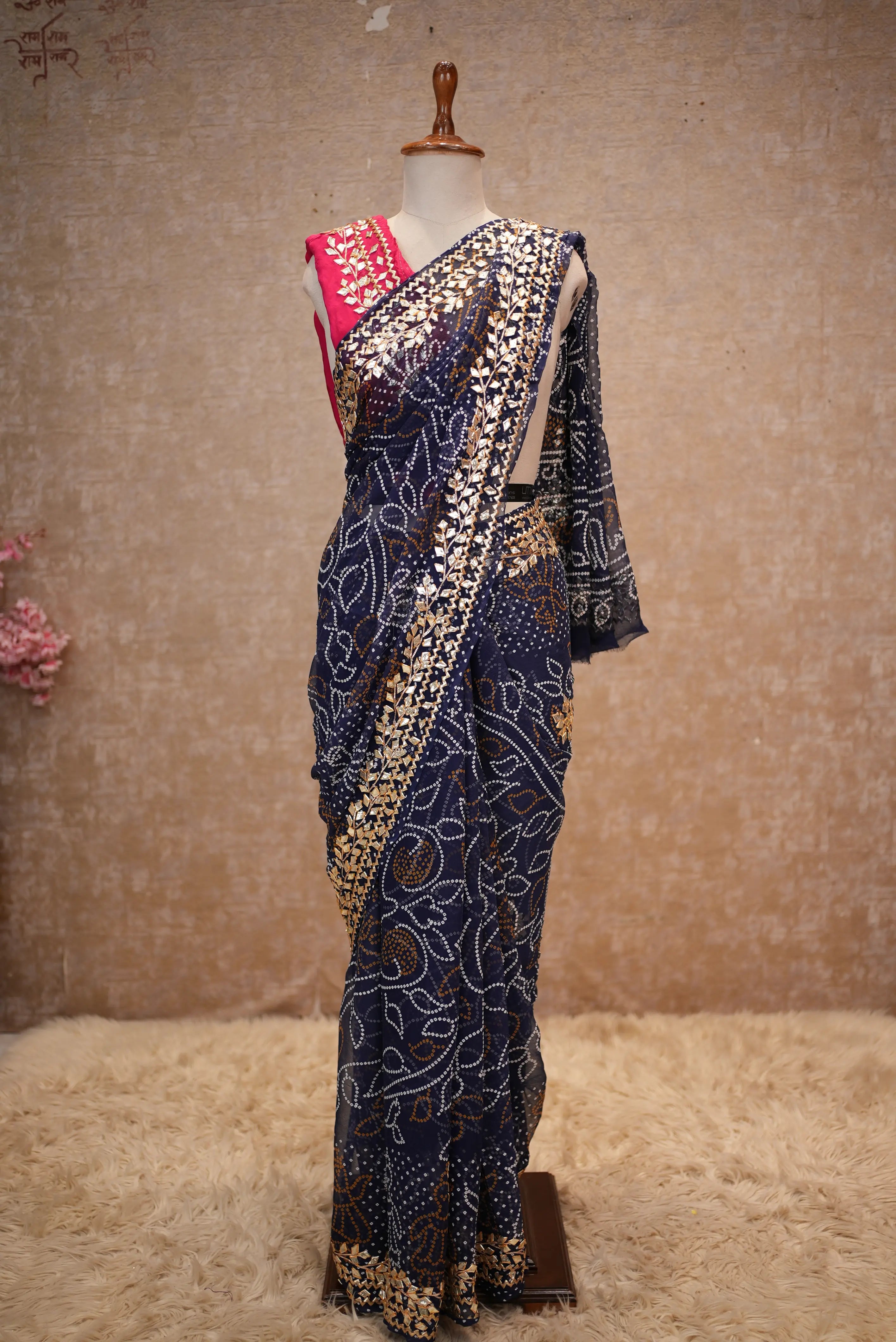 Bandhani Saree with Heavy Gota Patti Work in Georgette Fabric