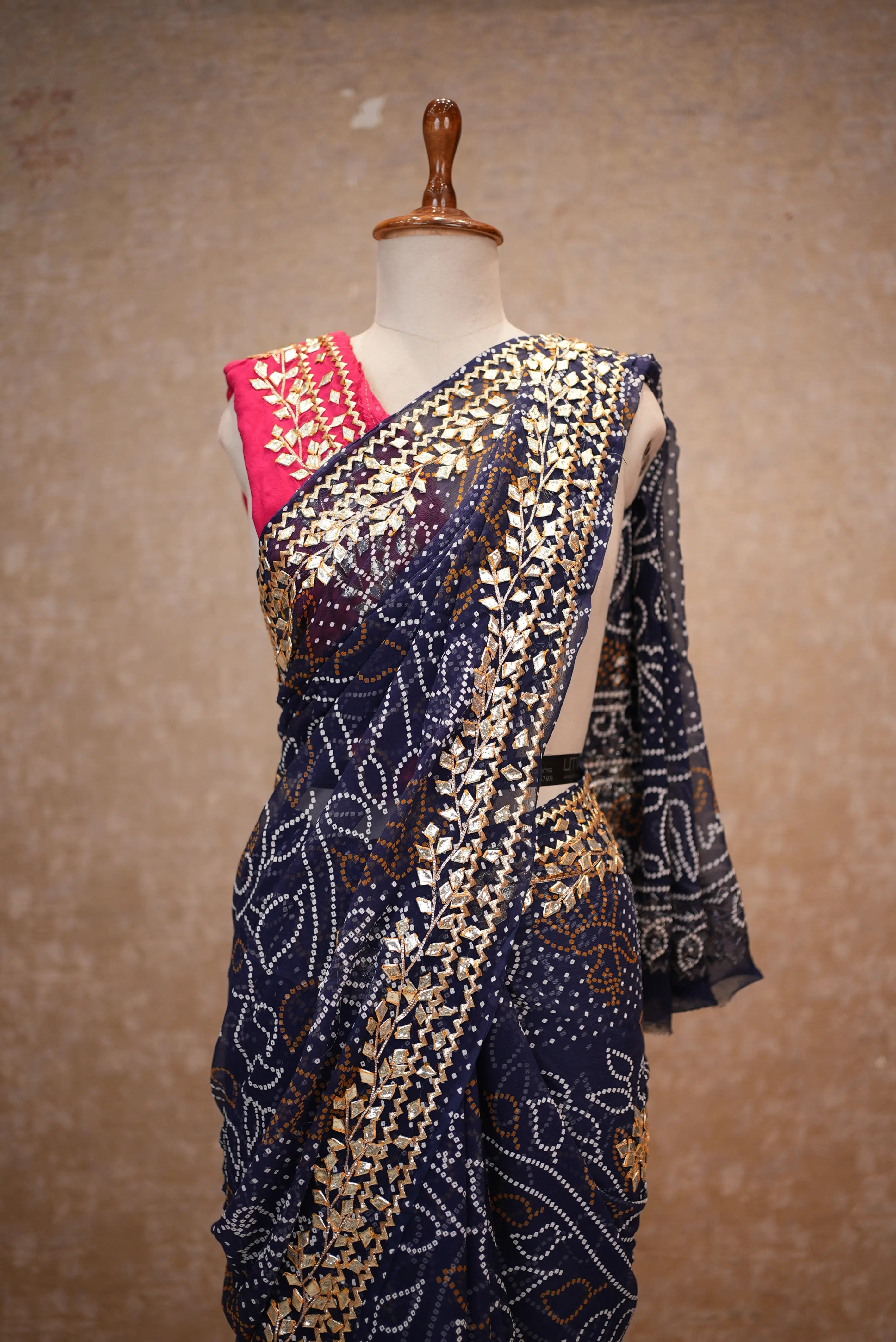 Bandhani Saree with Heavy Gota Patti Work in Georgette Fabric