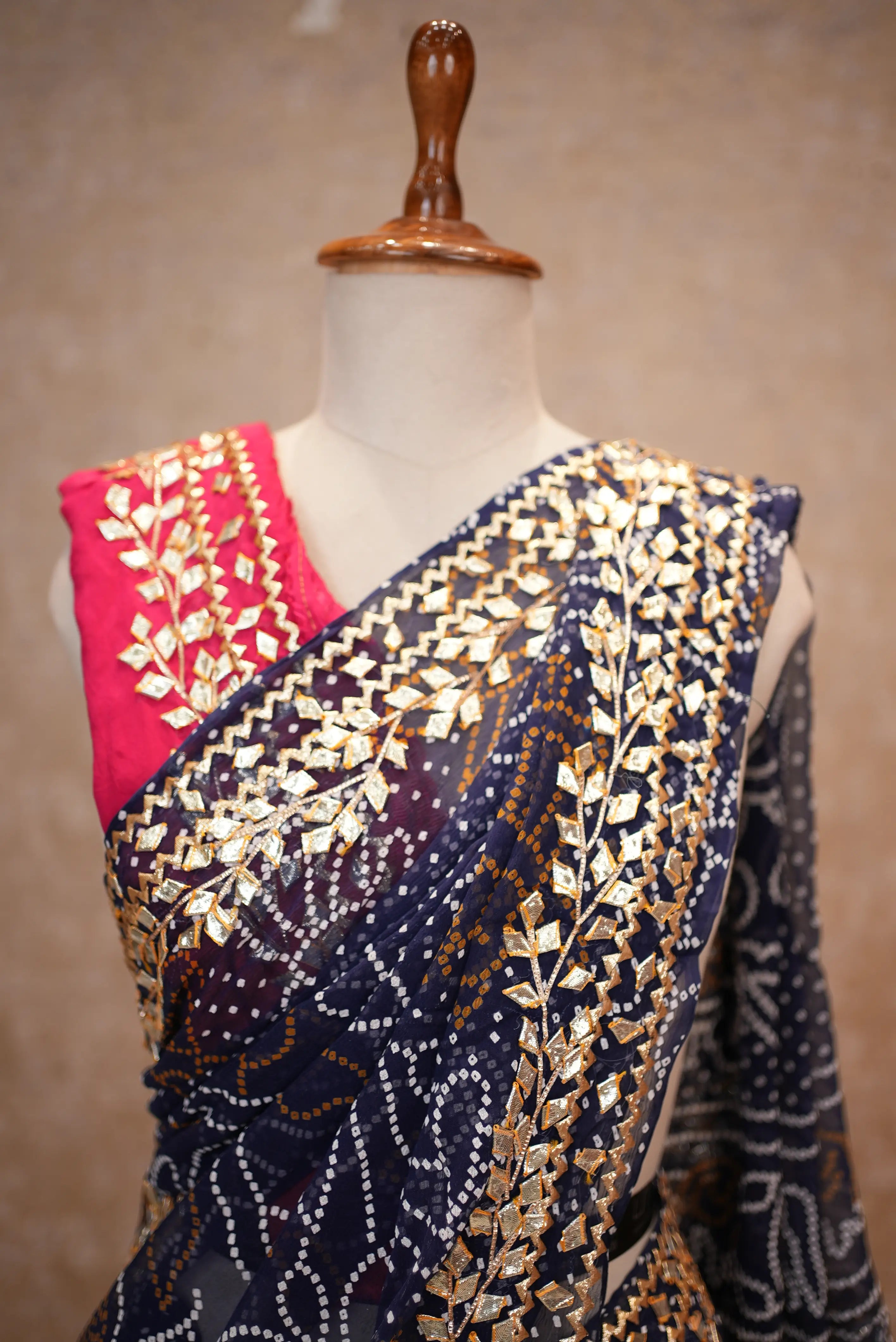 Bandhani Saree with Heavy Gota Patti Work in Georgette Fabric