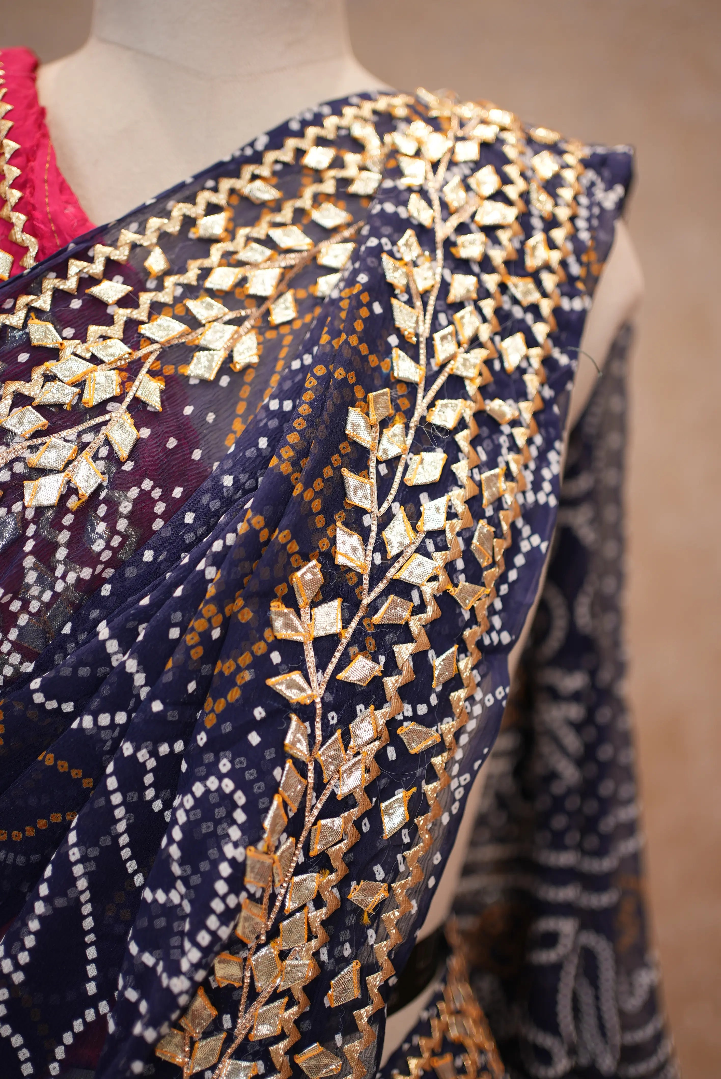 Bandhani Saree with Heavy Gota Patti Work in Georgette Fabric