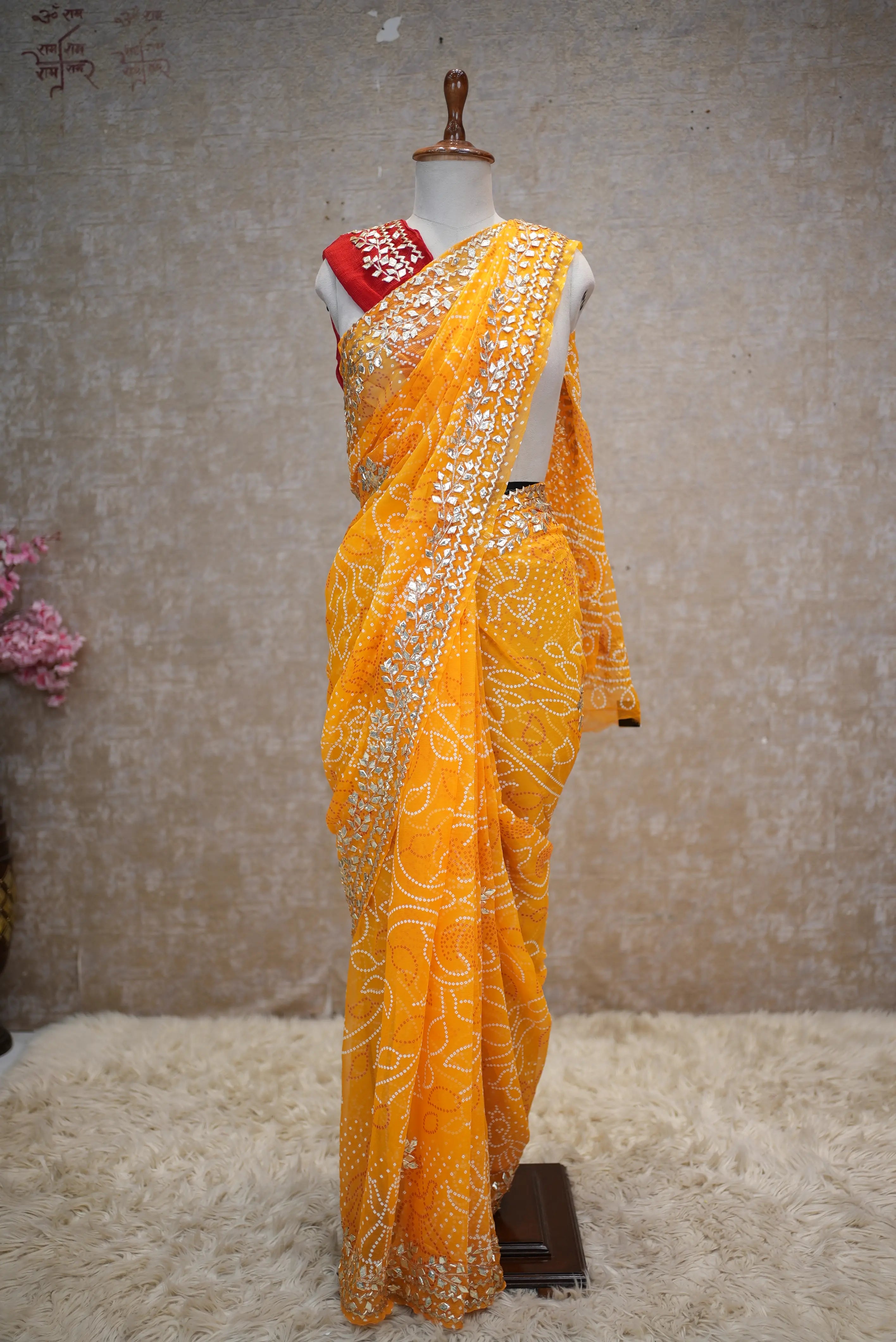 Bandhani Saree with Heavy Gota Patti Work in Georgette Fabric
