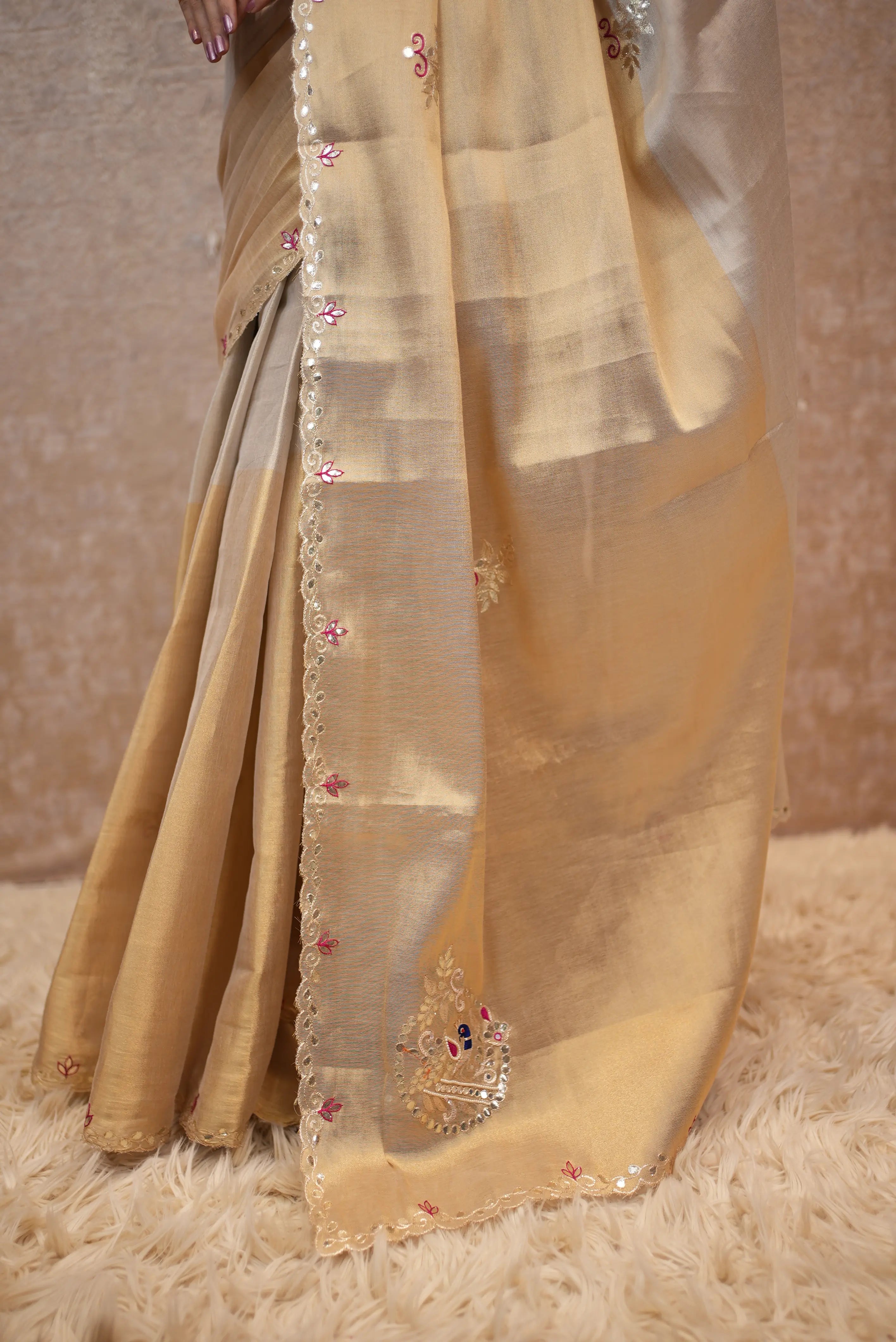 Handloom Tissue Silk Saree with Gota Patti work