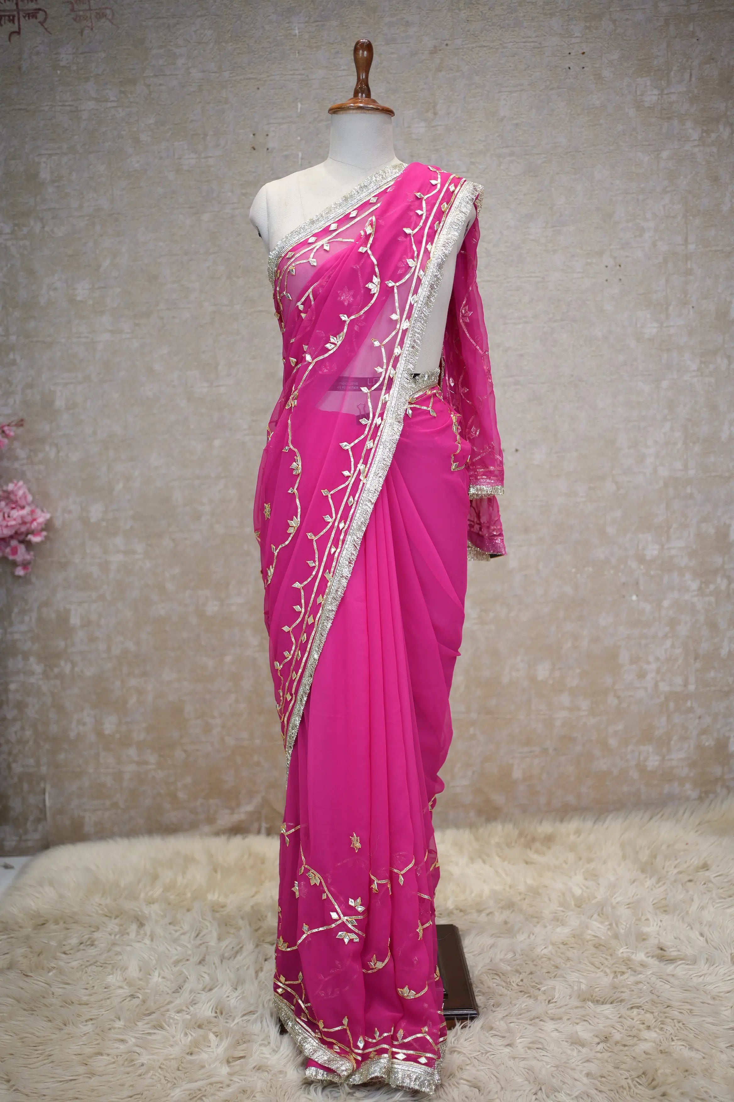 Rajasthani Kachi Gota Patti Work Heavy Jaal Pattern Saree