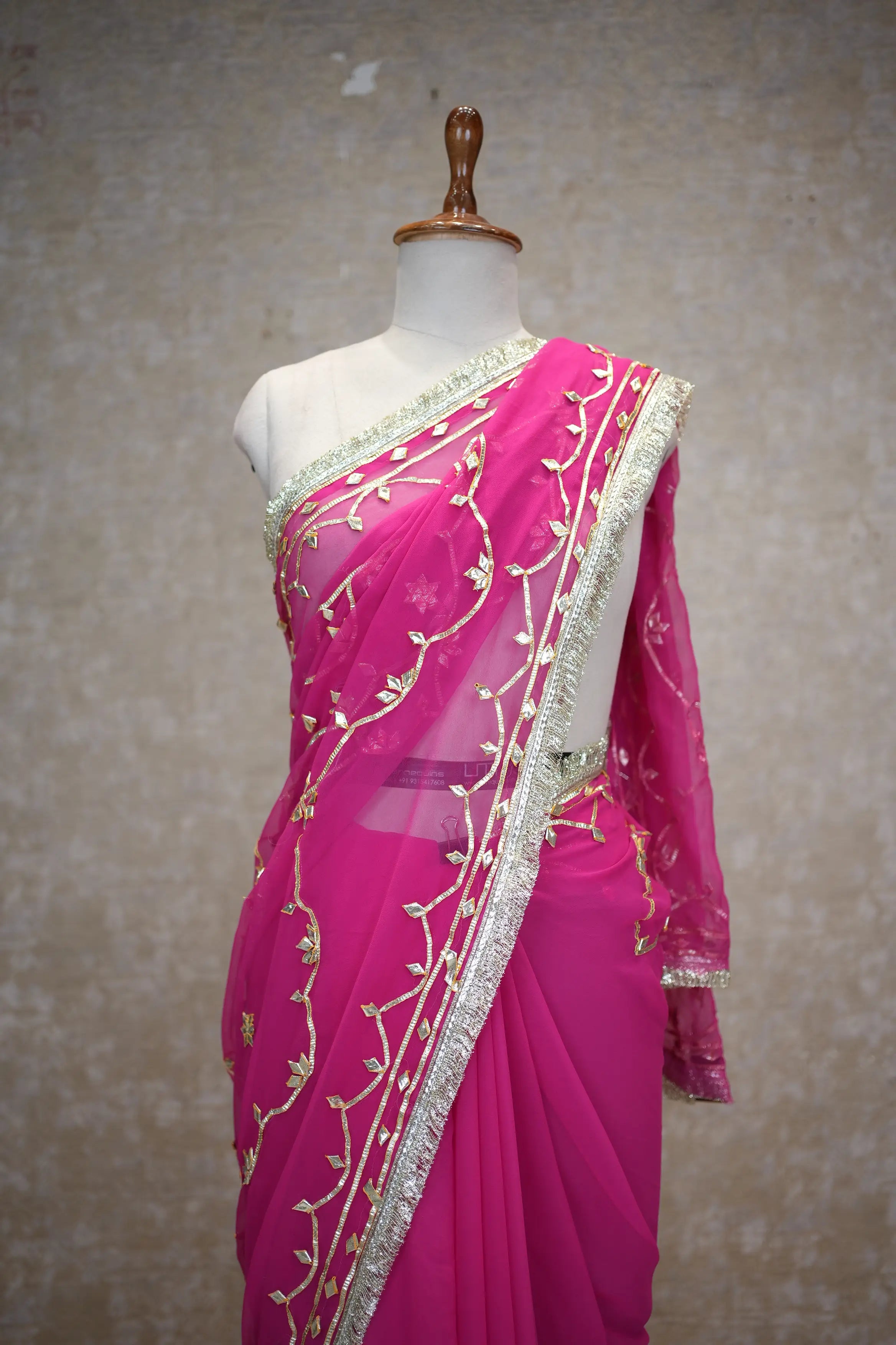 Rajasthani Kachi Gota Patti Work Heavy Jaal Pattern Saree