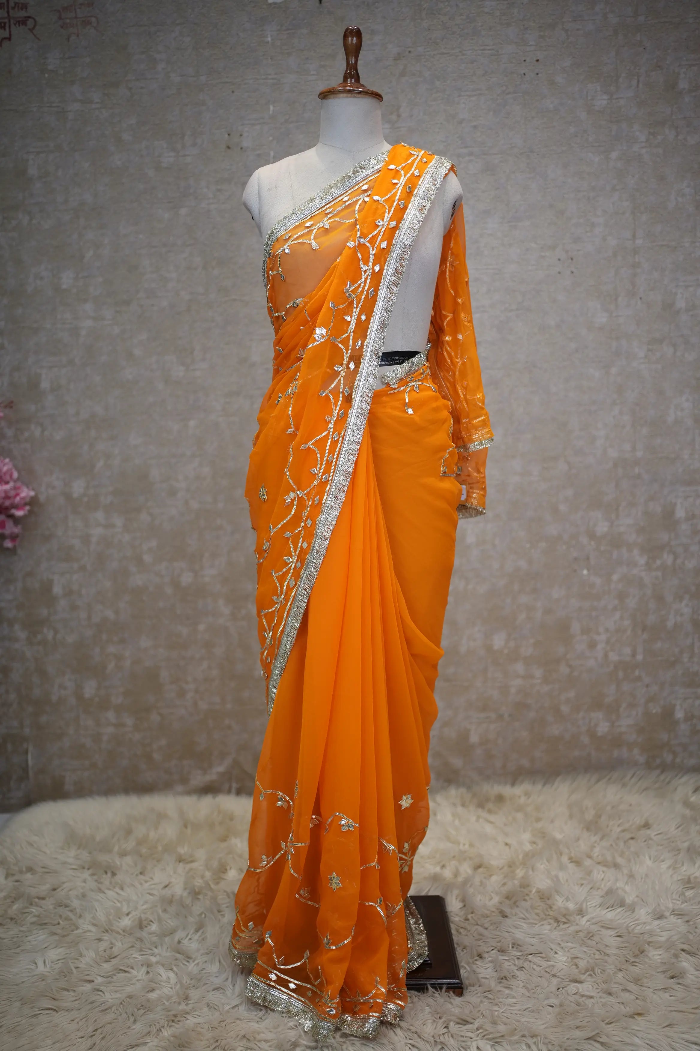 Rajasthani Kachi Gota Patti Work Heavy Jaal Pattern Saree