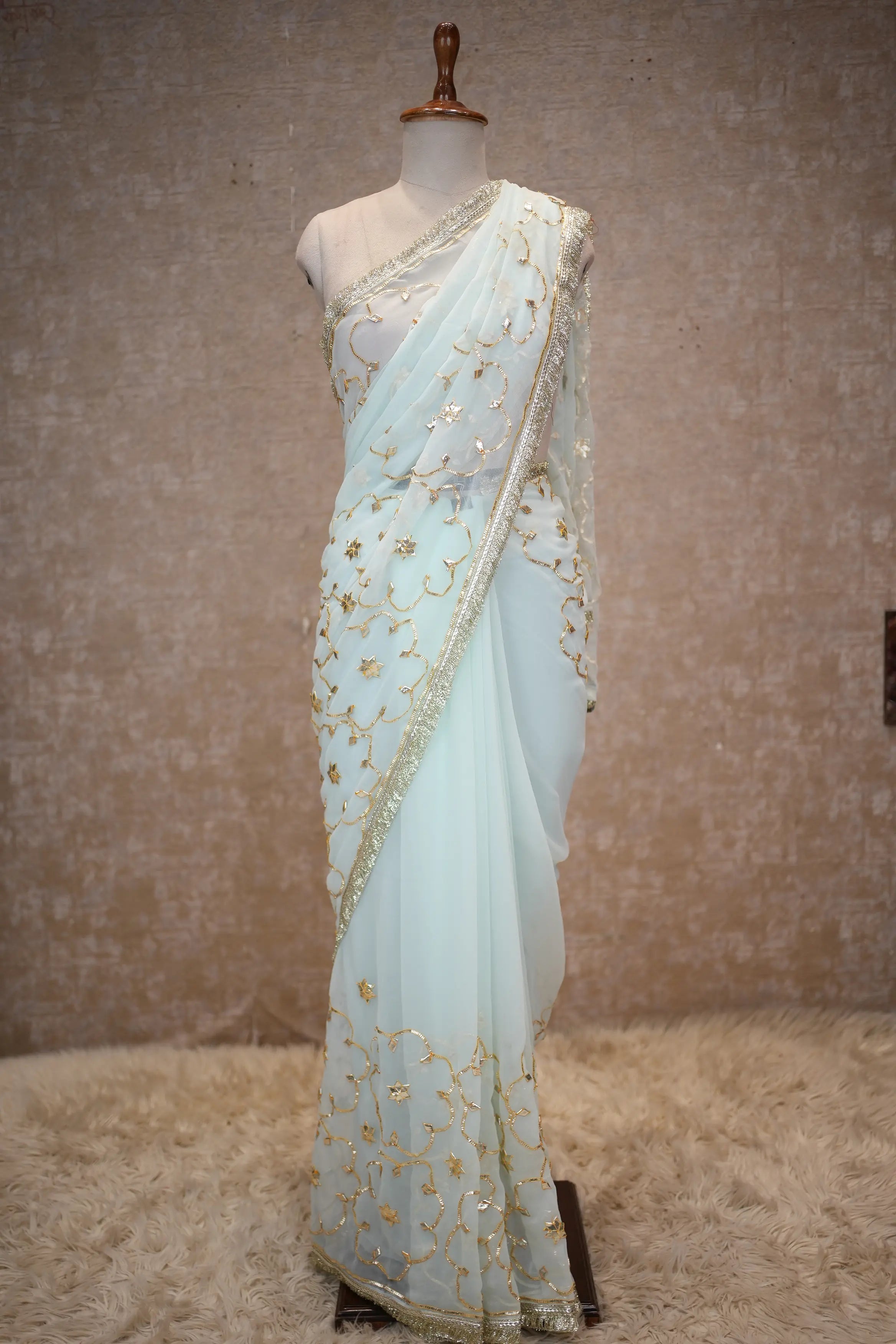 Rajasthani Kachi Gota Patti Work Heavy Jaal Pattern Saree