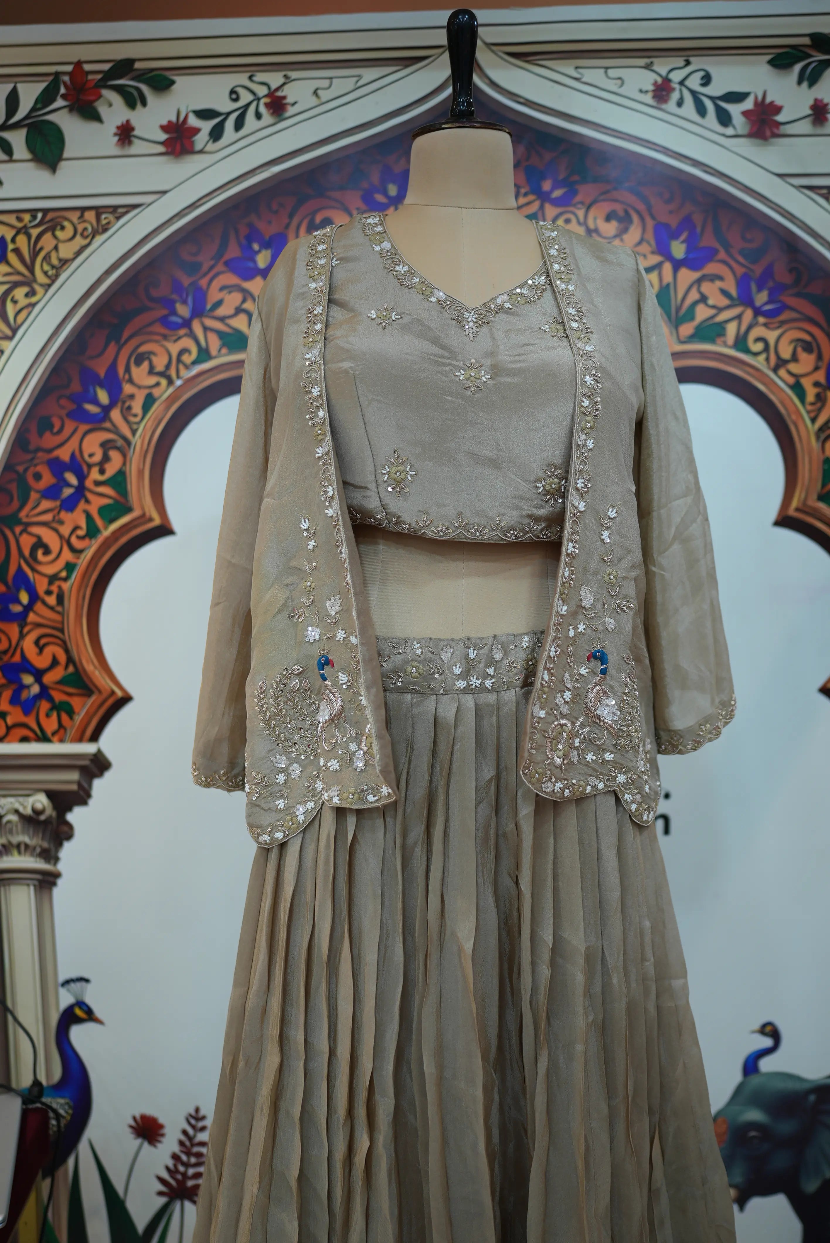 Designer Geometric Embroidery Ethnic Wear Material