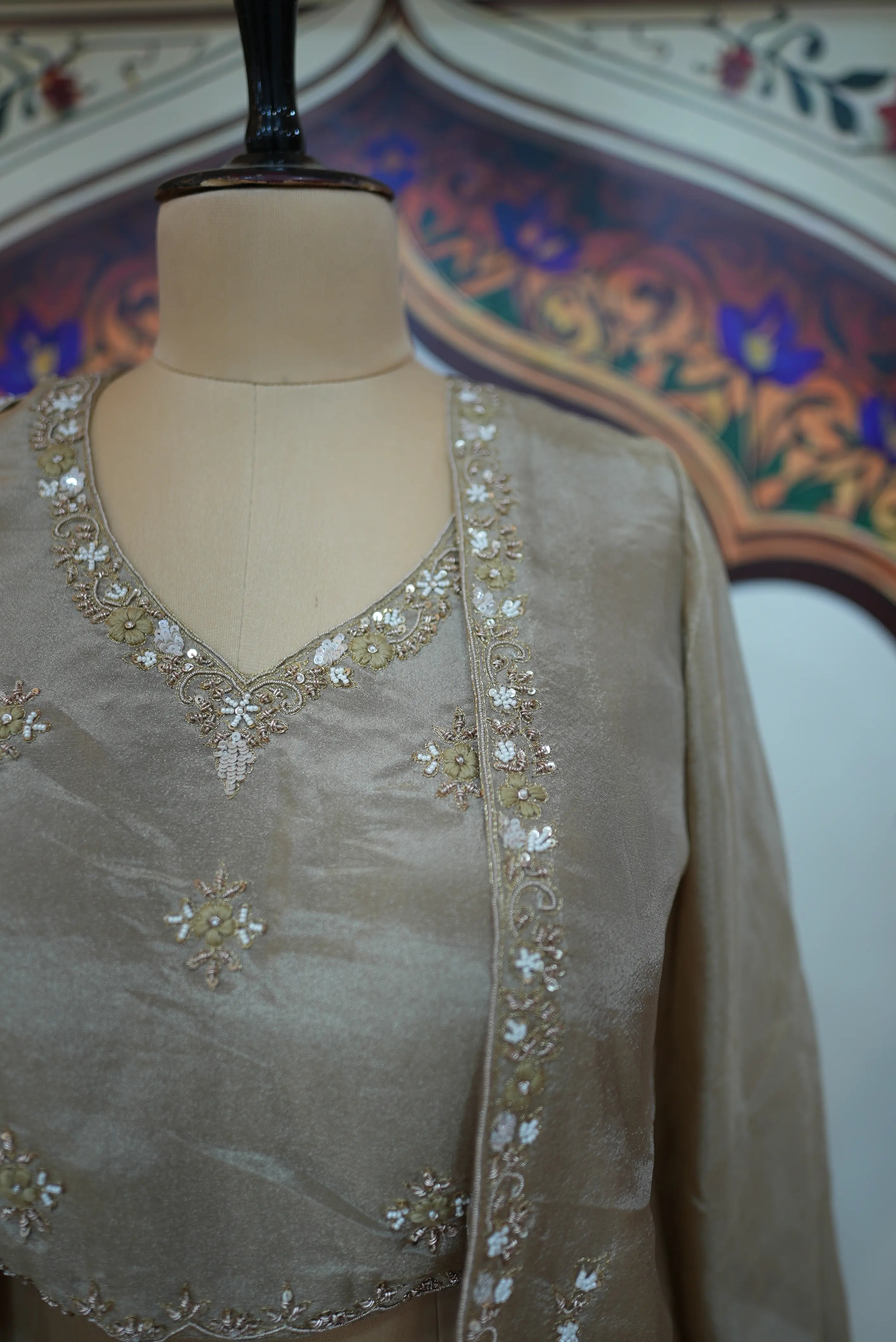 Designer Geometric Embroidery Ethnic Wear Material