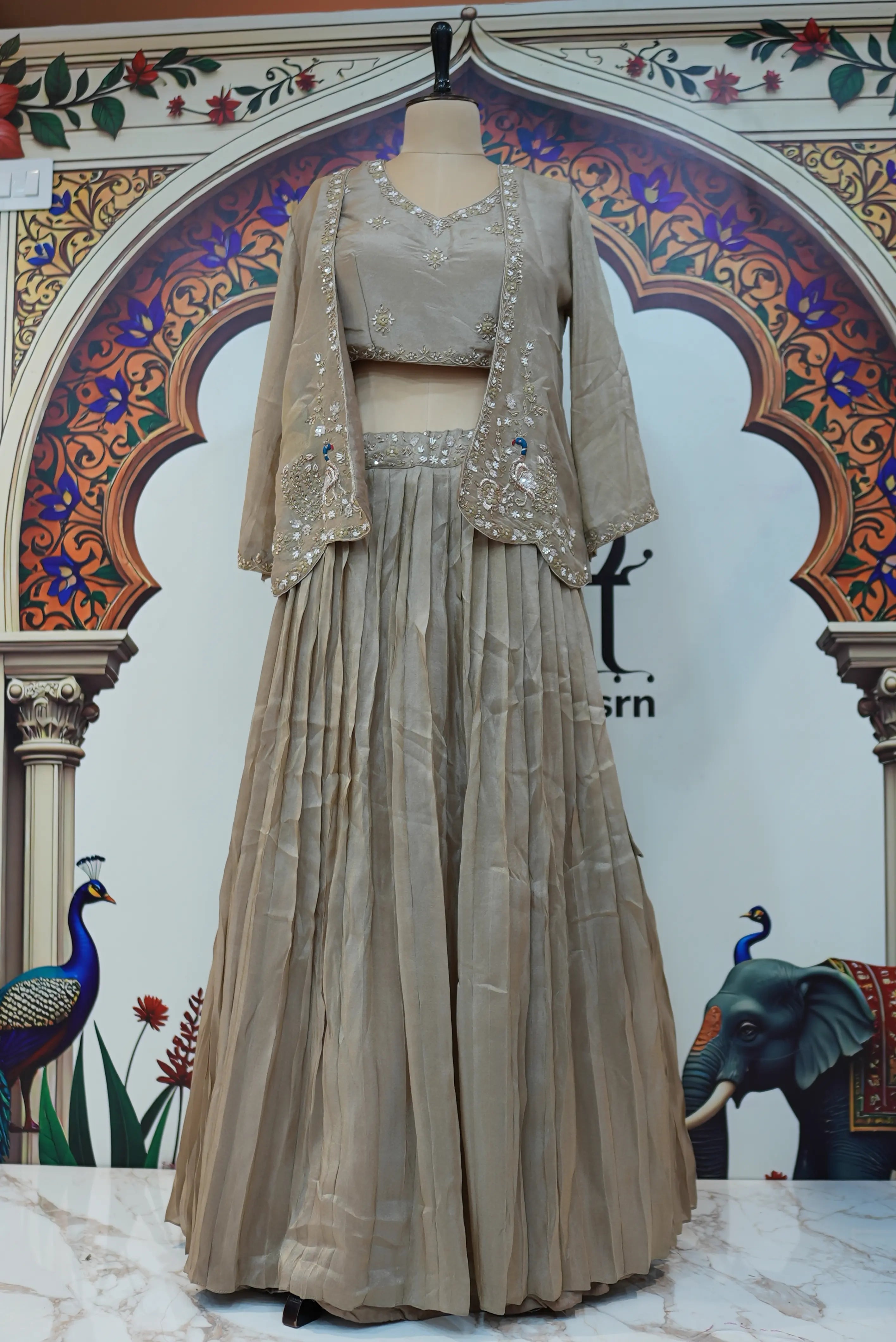 Designer Geometric Embroidery Ethnic Wear Material
