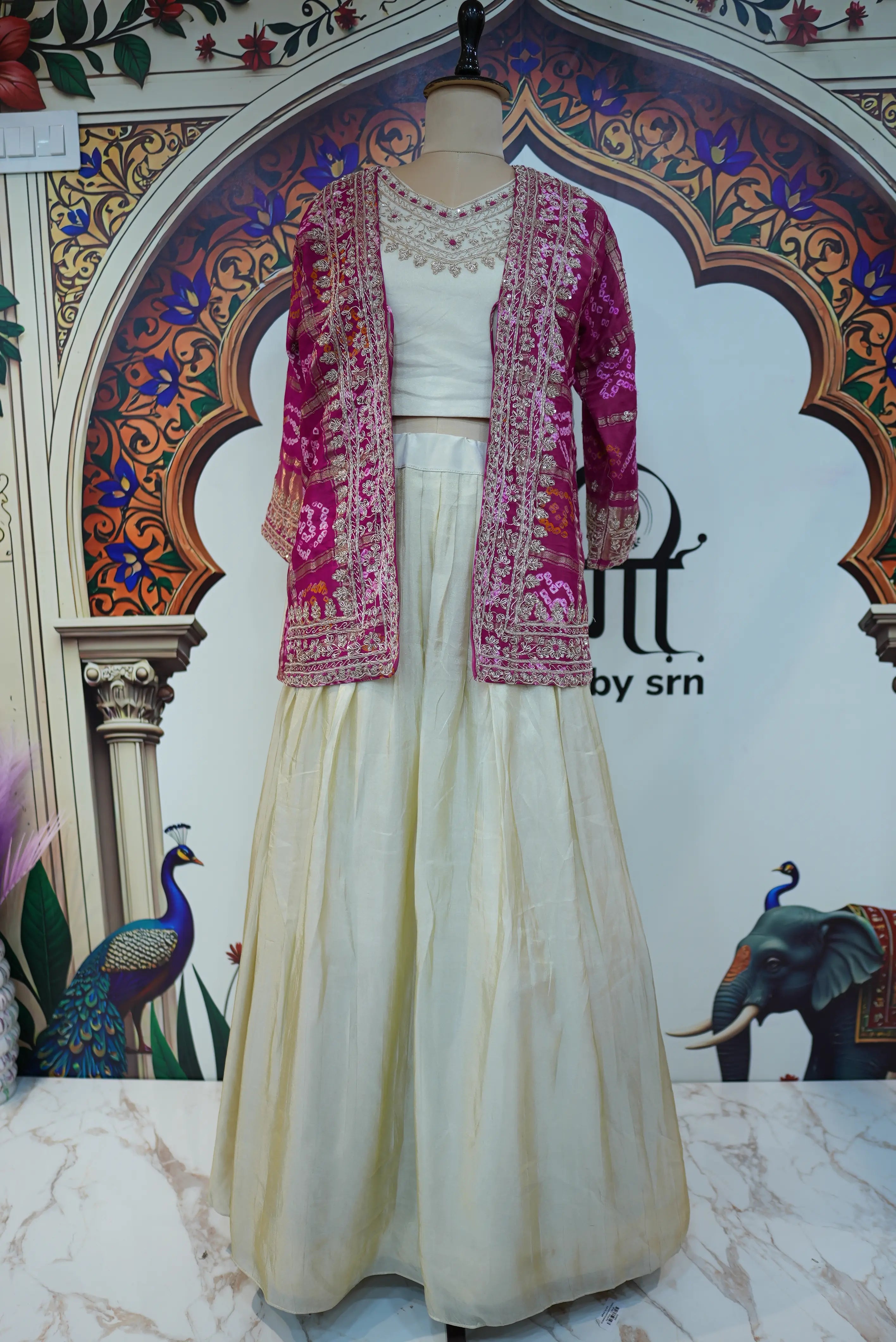 Elegant Rajasthani Embroidered Jacket Style Lehenga Set for Women