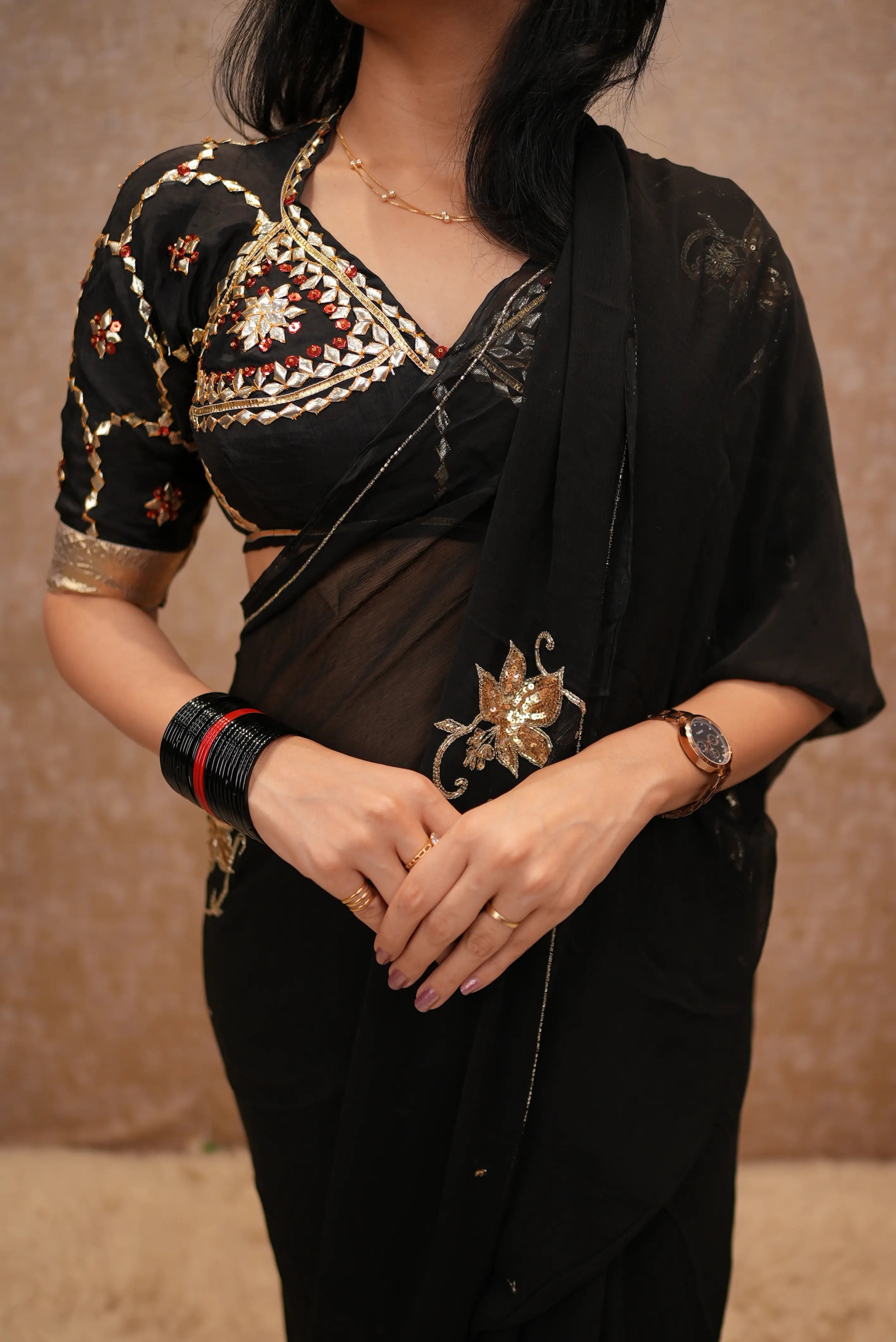 Elegant Pure Chiffon Saree with Katdana Work