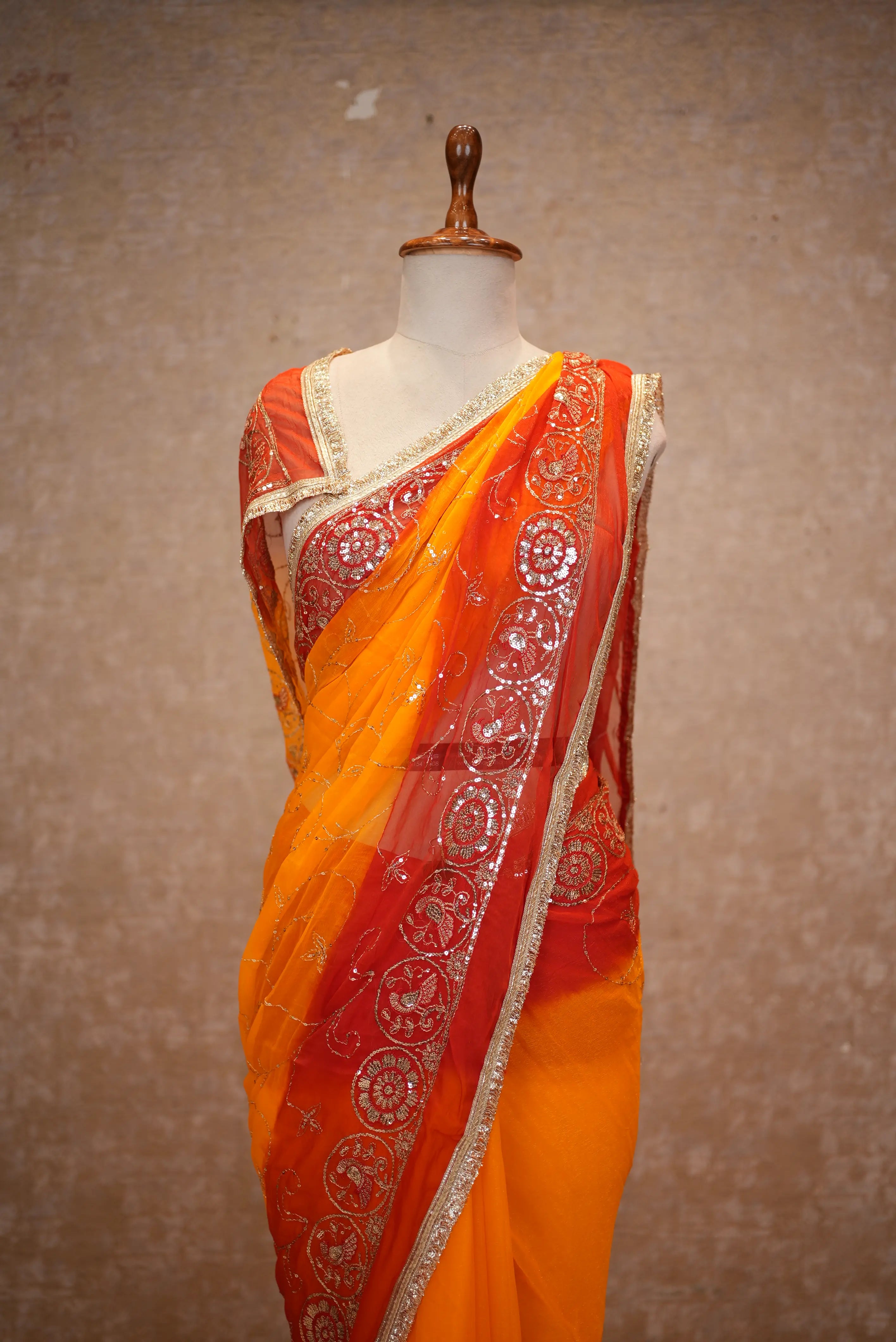 Elegant Multi-Color Saree In Shimmer Chiffon Fabric