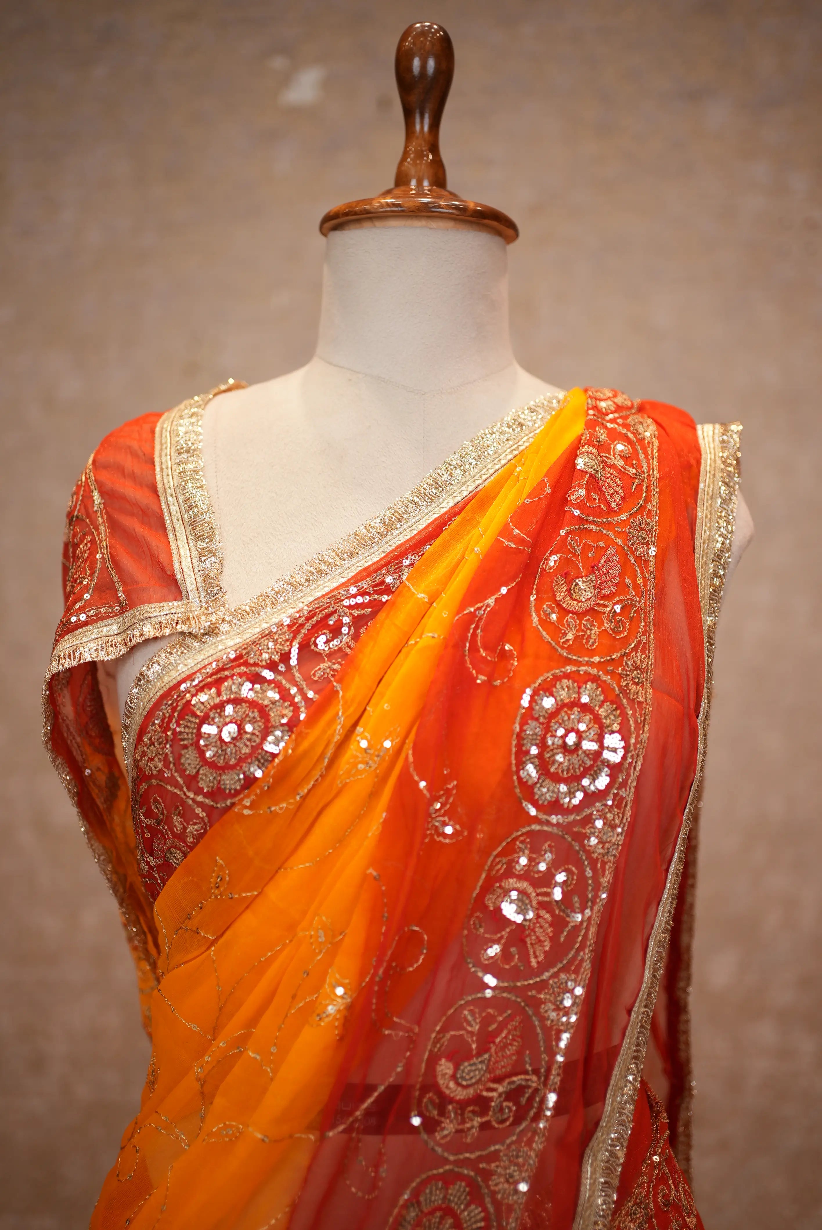 Elegant Multi-Color Saree In Shimmer Chiffon Fabric