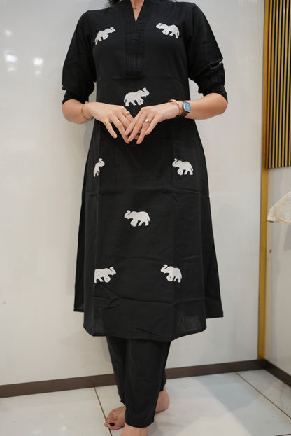 FLEX COTTON FABRIC CO-ORD SET WITH ELEPHANT PRINT (AMTN) ##SP065