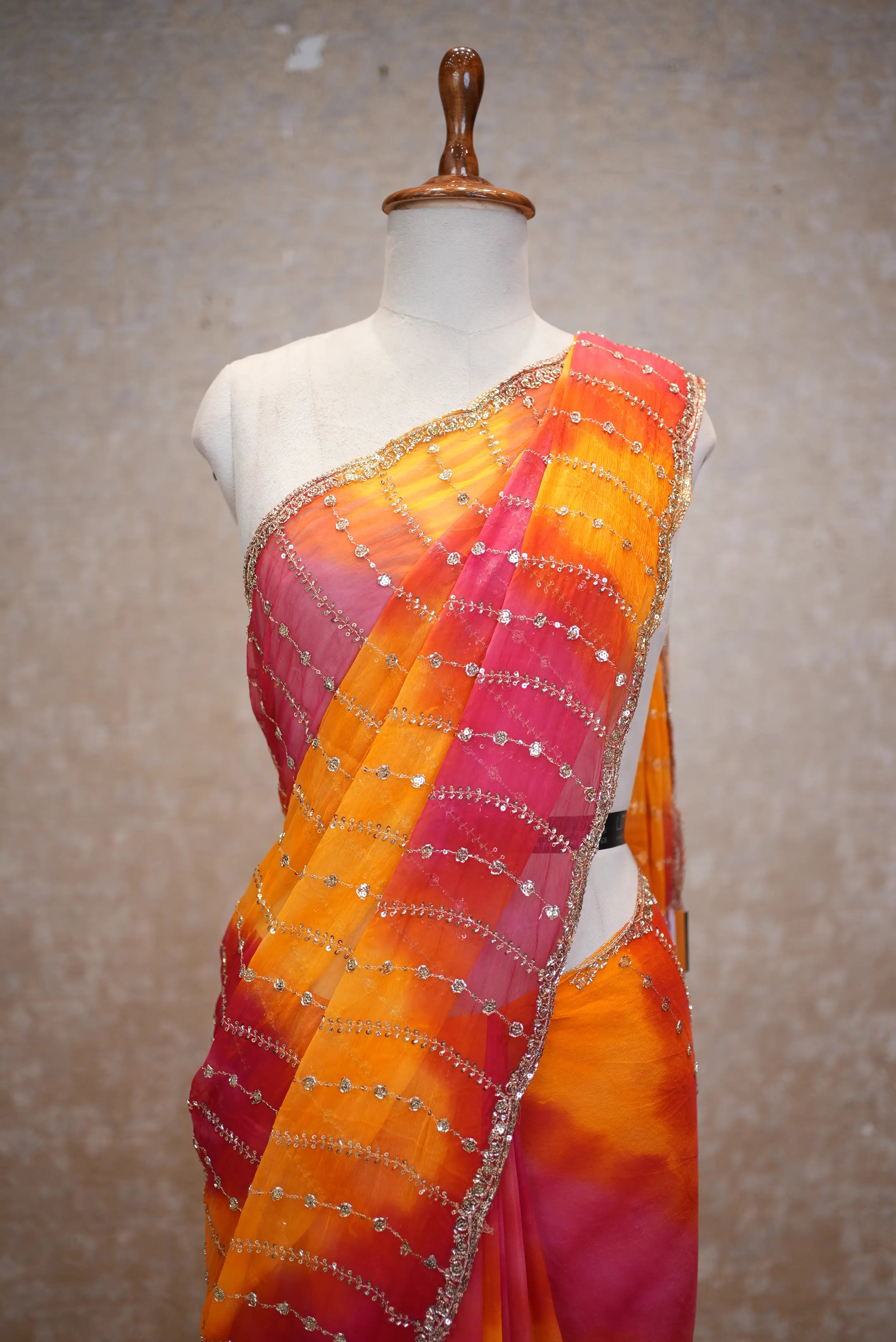 Multi Shade Darbari Saree in Chiffon Fabric (With Blouse)