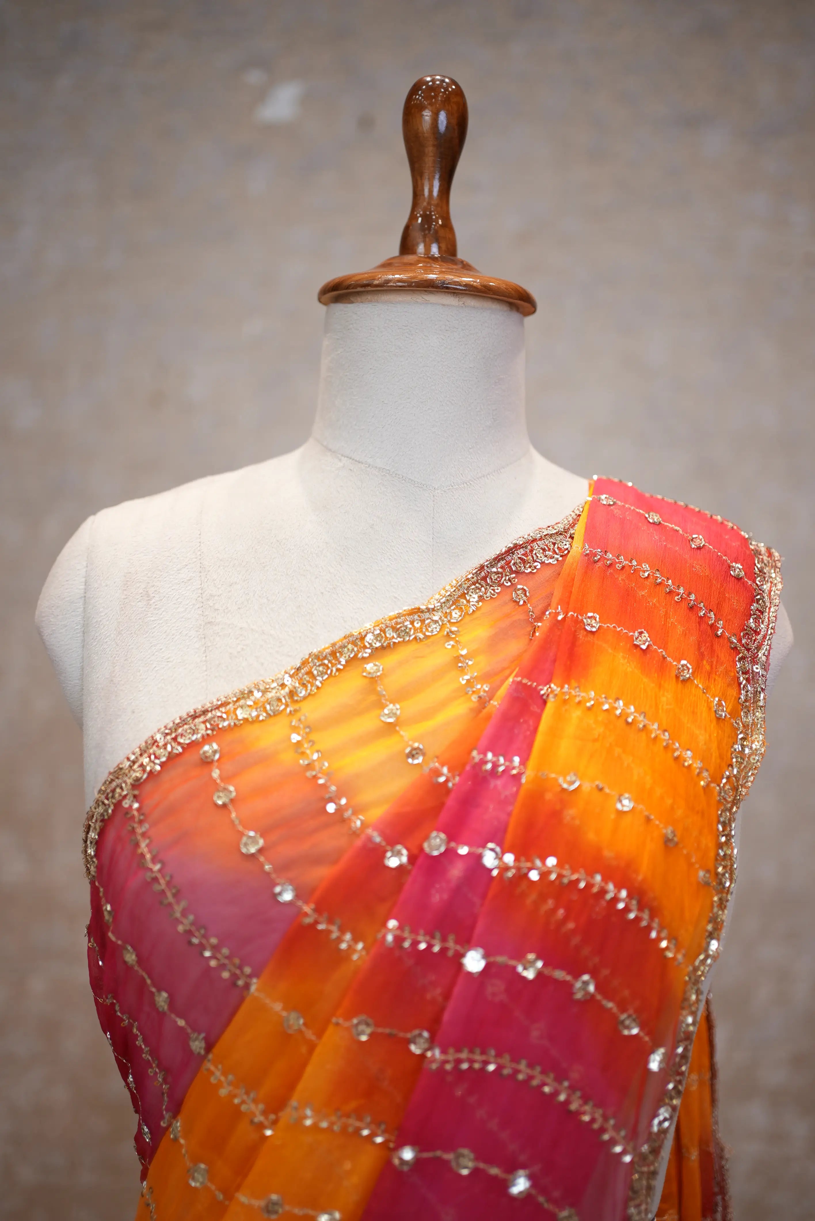 Multi Shade Darbari Saree in Chiffon Fabric (With Blouse)