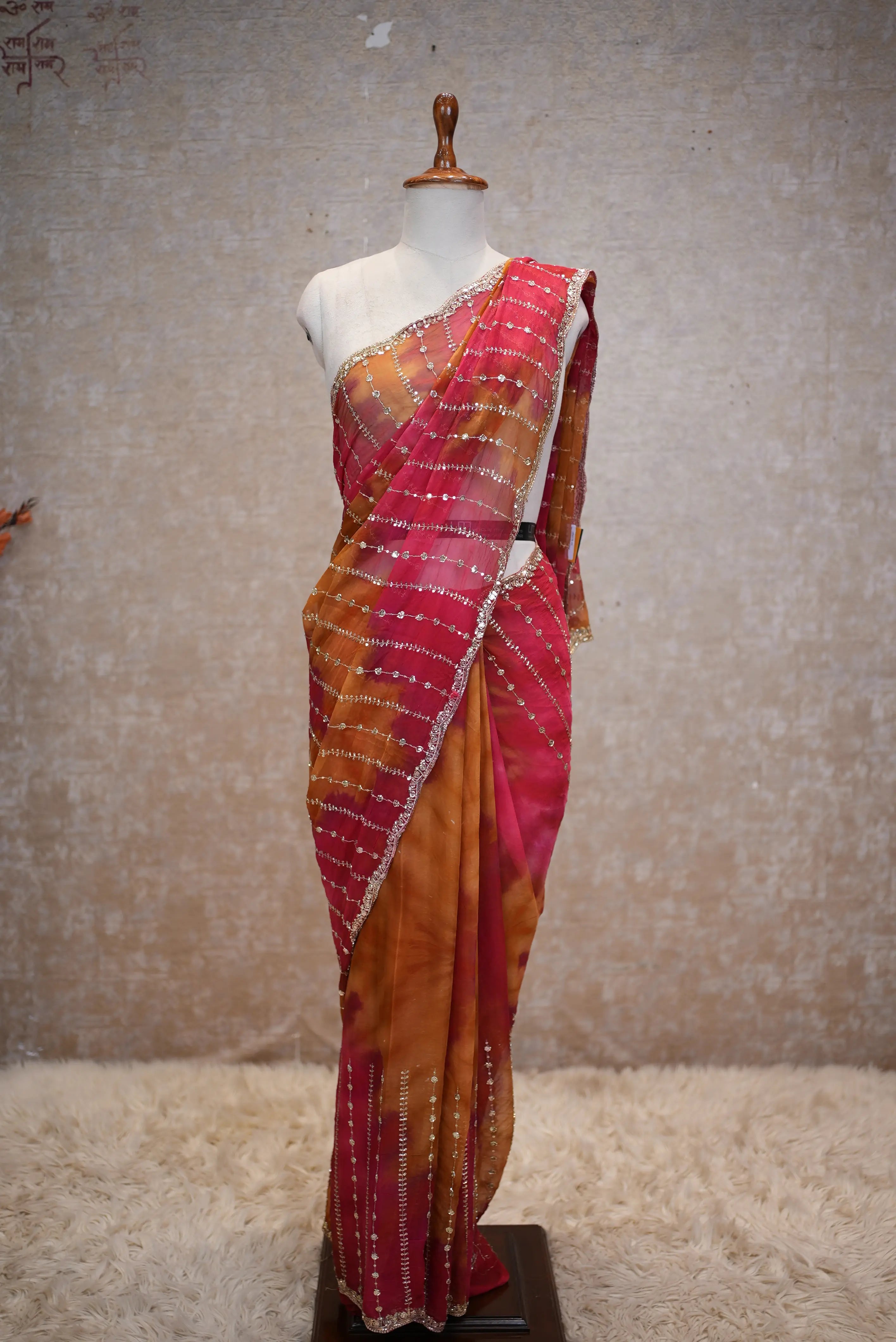 Multi Shade Darbari Saree in Chiffon Fabric (With Blouse)