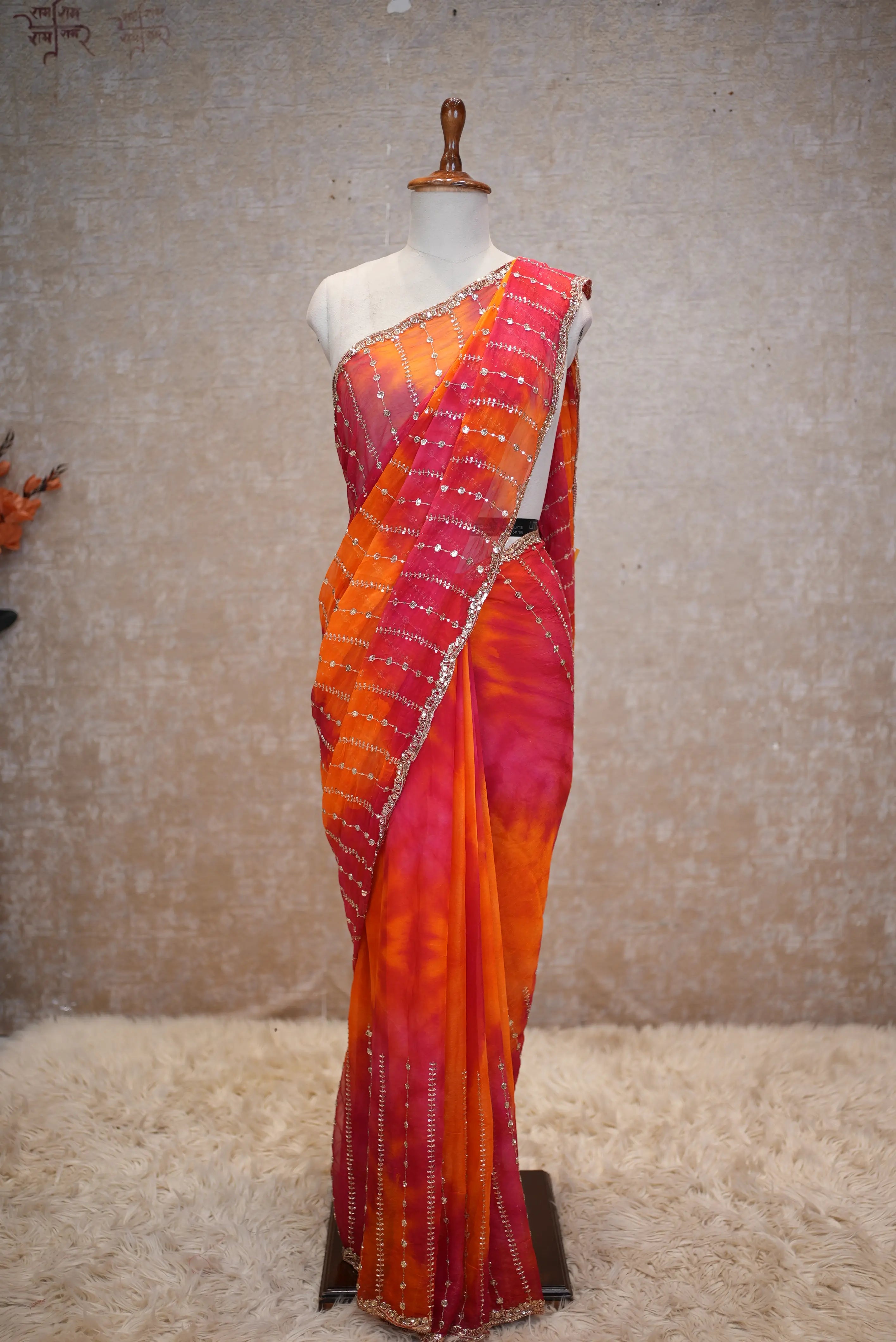 Multi Shade Darbari Saree in Chiffon Fabric (With Blouse)