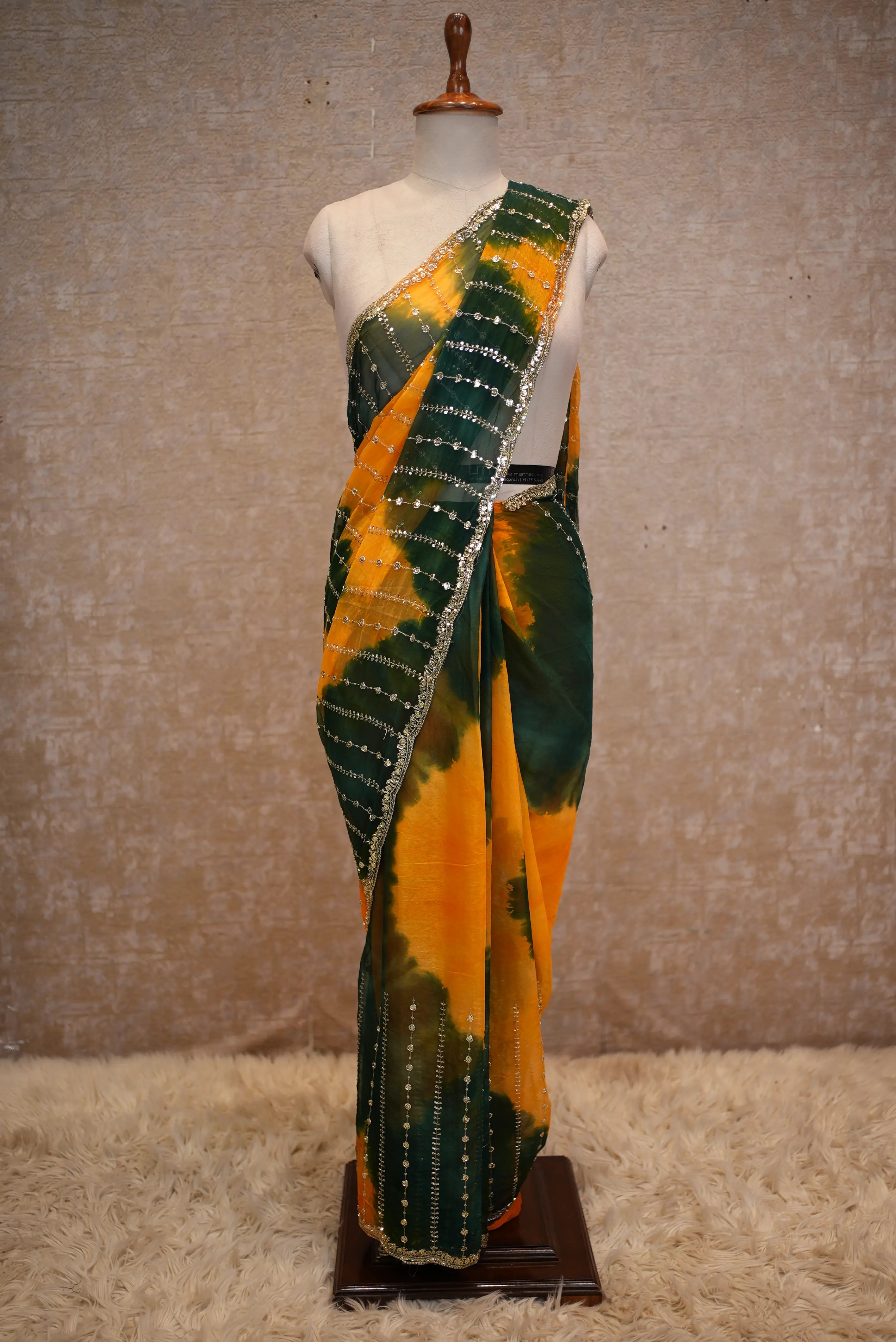 Multi Shade Darbari Saree in Chiffon Fabric (With Blouse)
