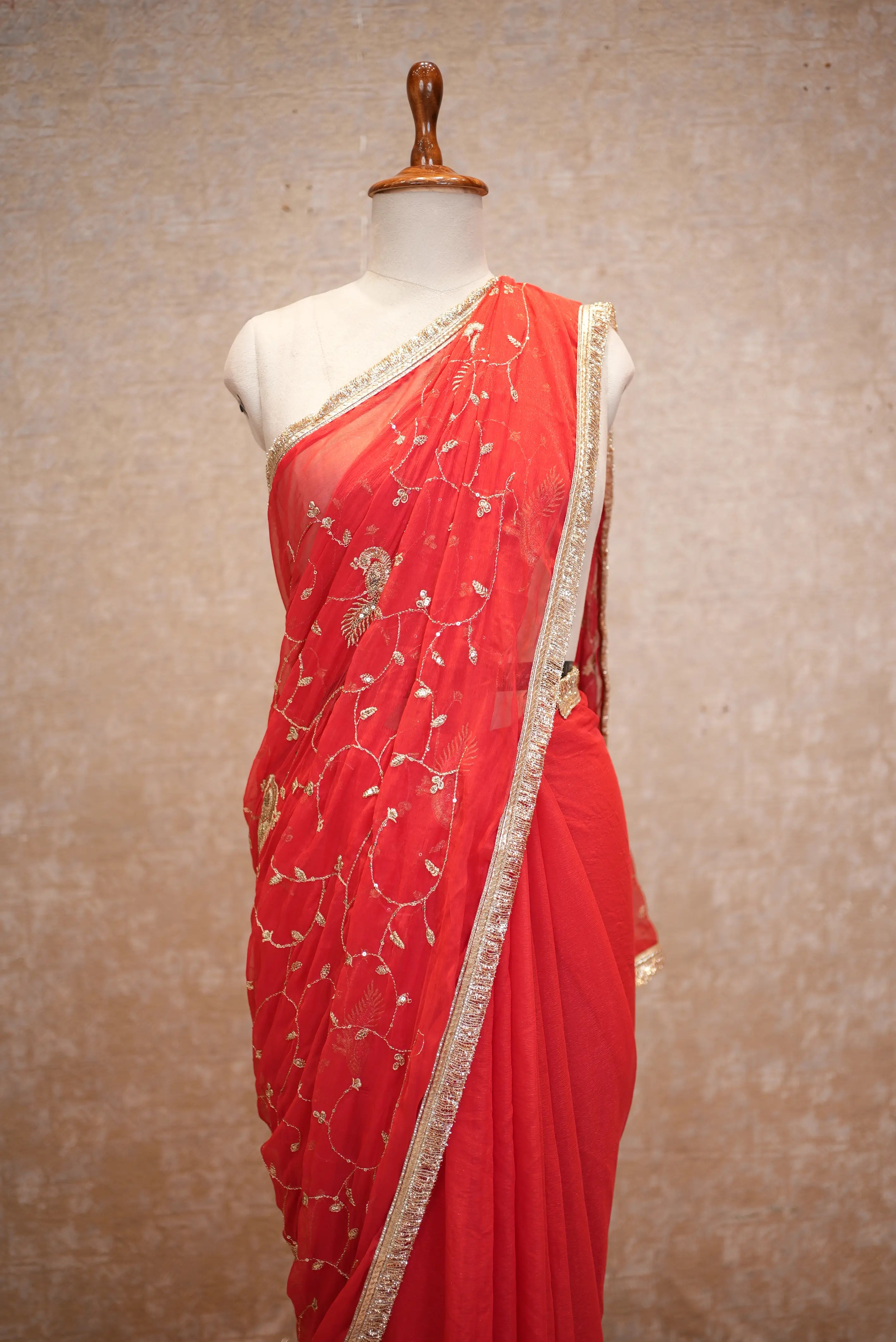 Georgette Fabric Jal Pattern Saree (With Blouse)