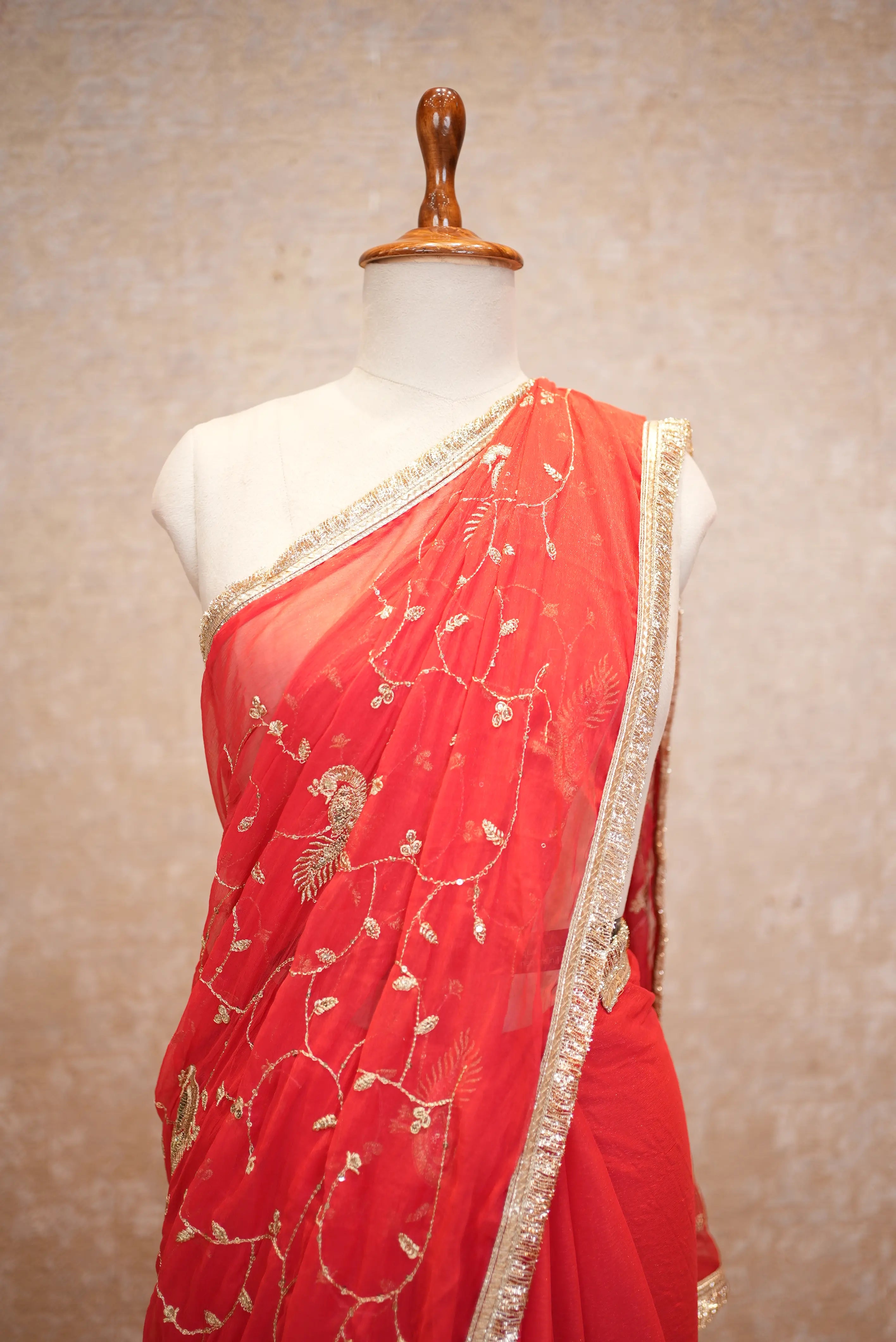Georgette Fabric Jal Pattern Saree (With Blouse)