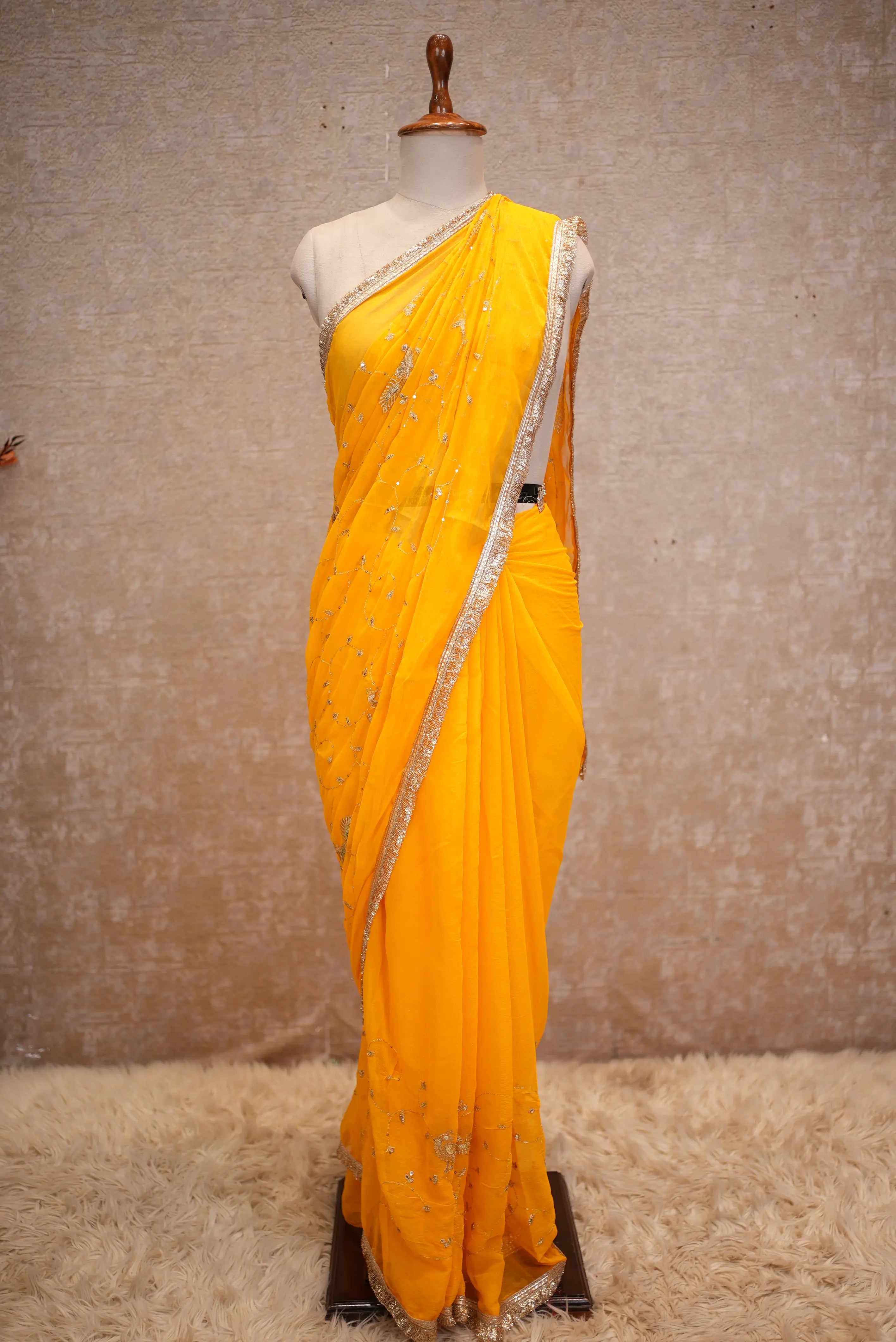 Georgette Fabric Jal Pattern Saree (With Blouse)