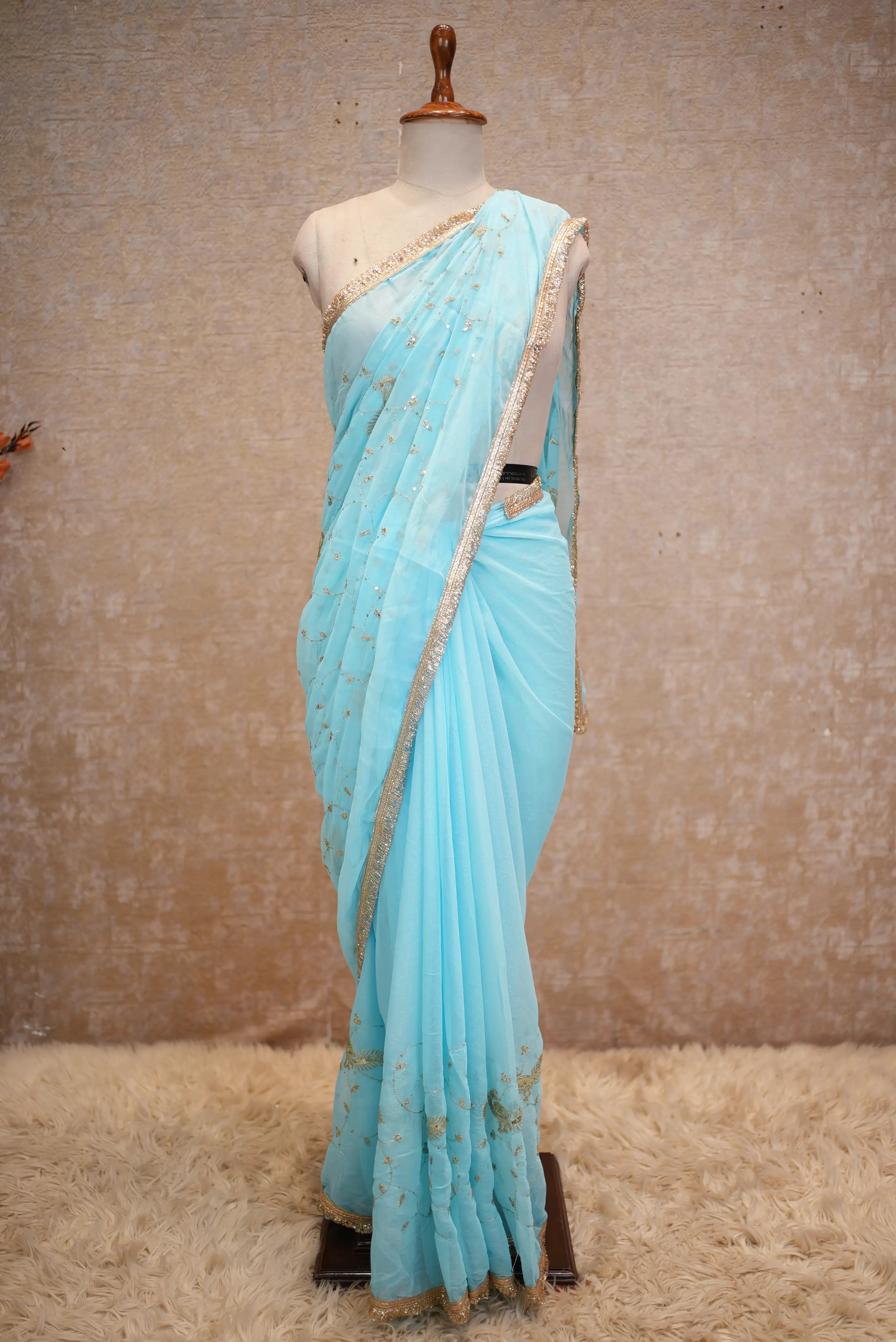 Georgette Fabric Jal Pattern Saree (With Blouse)