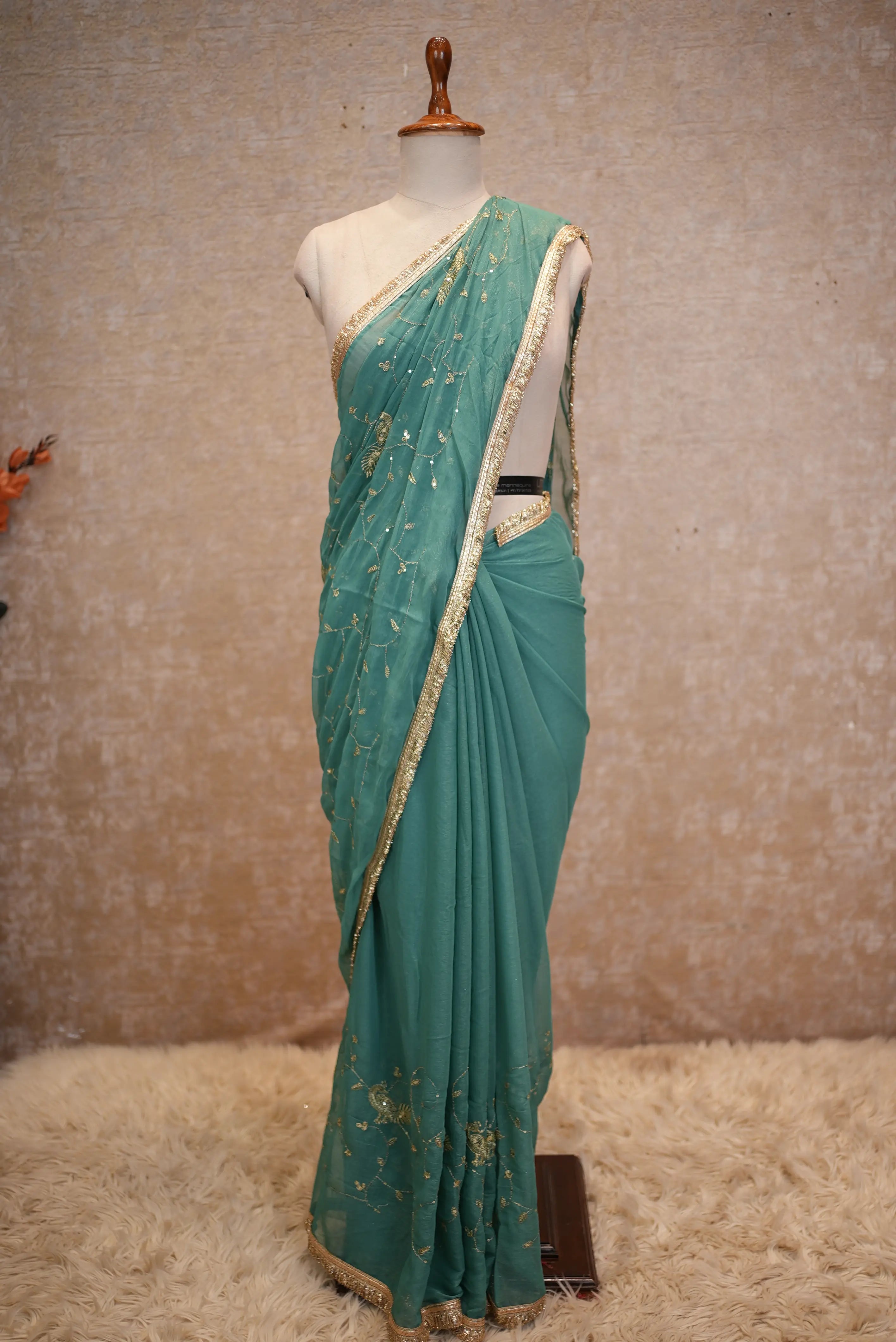 Georgette Fabric Jal Pattern Saree (With Blouse)