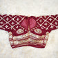 VELVET FABRIC RAJASTHANI AANGI BLOUSE WITH GOTA PATTI JAAL PATTERN (MEHROON) ##HB050