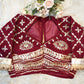 VELVET FABRIC RAJASTHANI AANGI BLOUSE WITH GOTA PATTI JAAL PATTERN (MEHROON) ##HB050