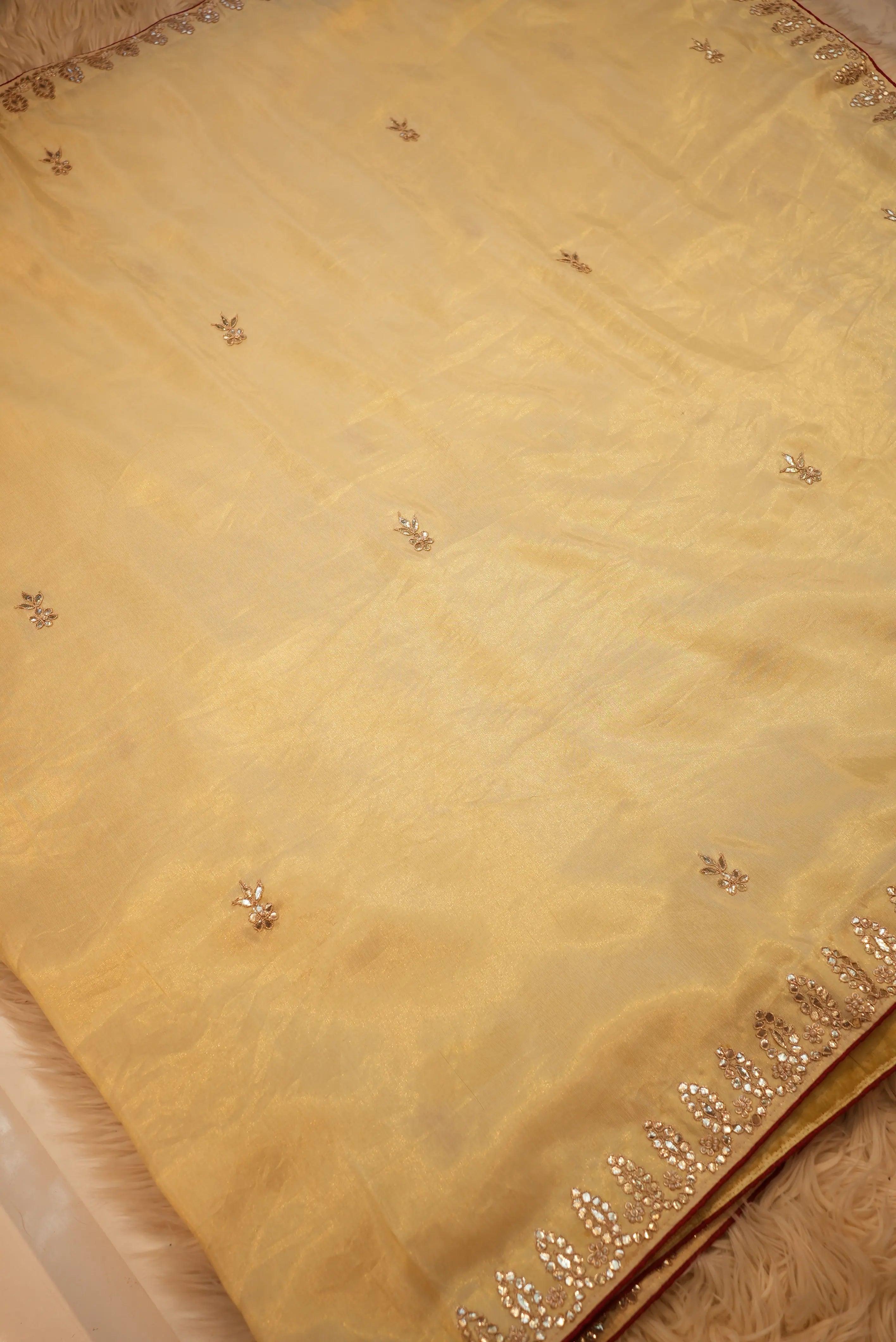 Handloom Tissue Silk Saree with Gota Patti & Zardosi Work (With Blouse)