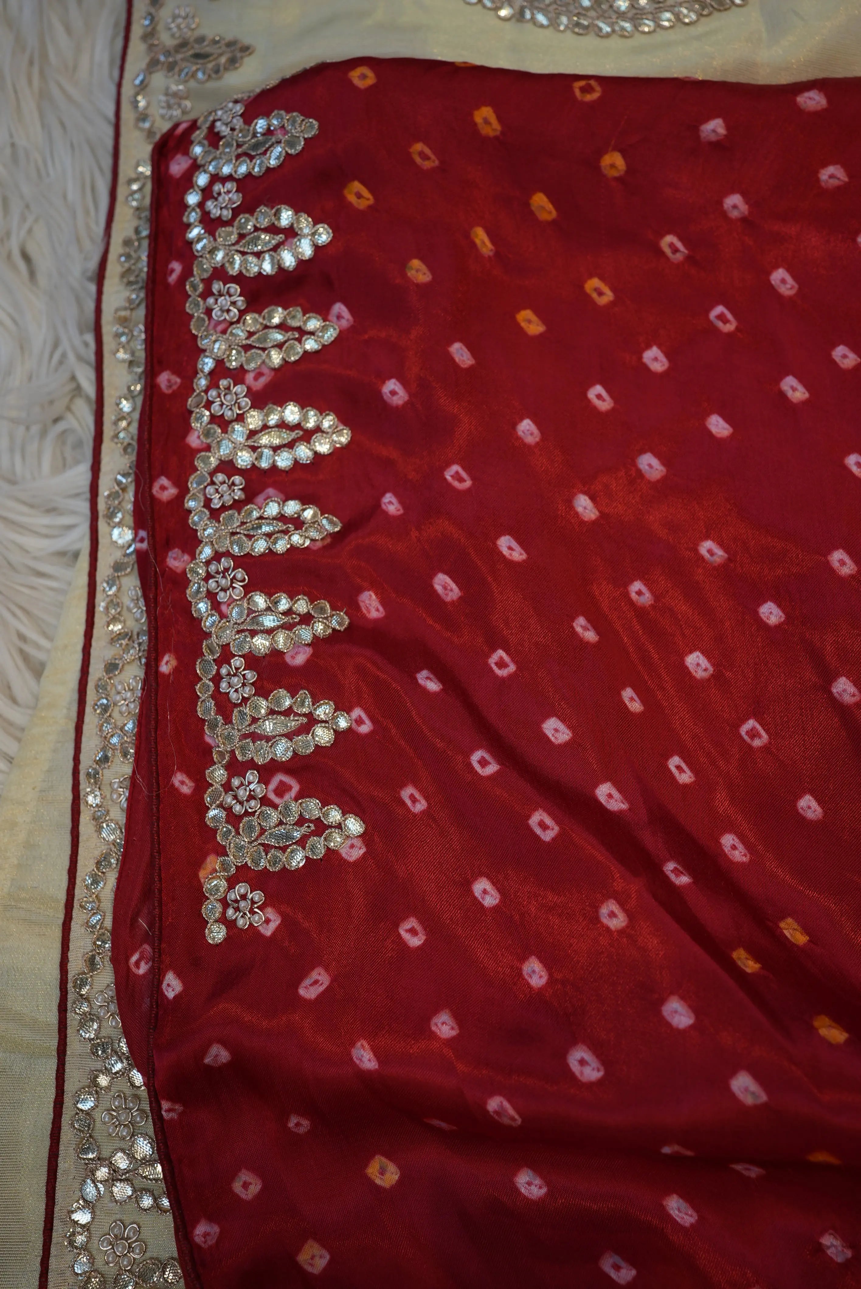 Handloom Tissue Silk Saree with Gota Patti & Zardosi Work (With Blouse)