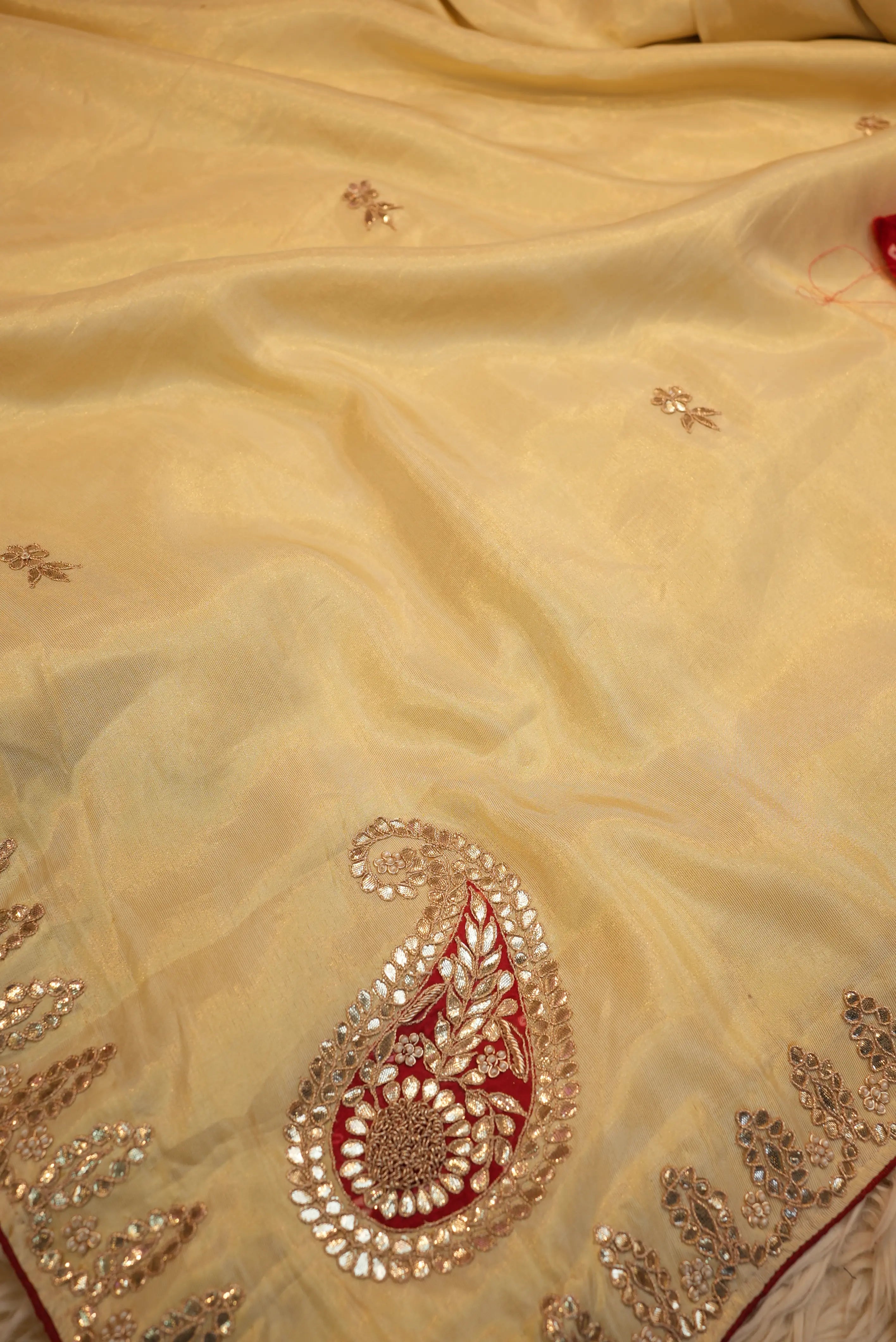 Handloom Tissue Silk Saree with Gota Patti & Zardosi Work (With Blouse)