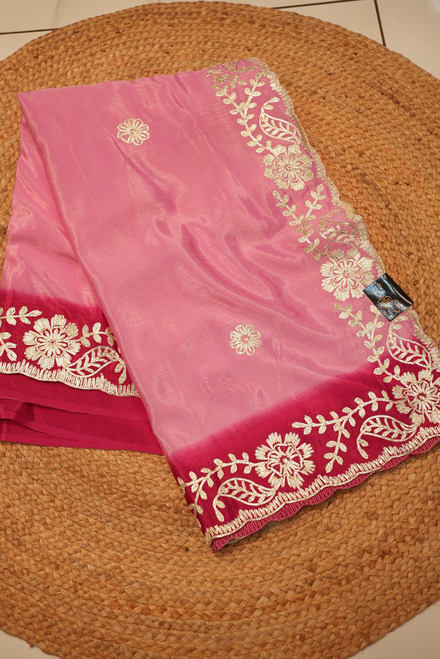 KACCHI GOTAPATTI WORK SAREE ON CHINON FABRIC IN DUAL TONE (WITH BLOUSE)  ##SR0204