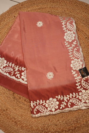 KACCHI GOTAPATTI WORK SAREE ON CHINON FABRIC IN DUAL TONE (WITH BLOUSE)  ##SR0204