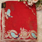 PARTY WEAR PEACOCK DESIGN PITTAN WORK SAREE WITH BLOUSE (APROX 6.15-6.30) ##SR0206