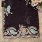 PARTY WEAR PEACOCK DESIGN PITTAN WORK SAREE WITH BLOUSE (APROX 6.15-6.30) ##SR0206