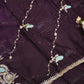 PARTY WEAR PEACOCK DESIGN PITTAN WORK SAREE WITH BLOUSE (APROX 6.15-6.30) ##SR0206