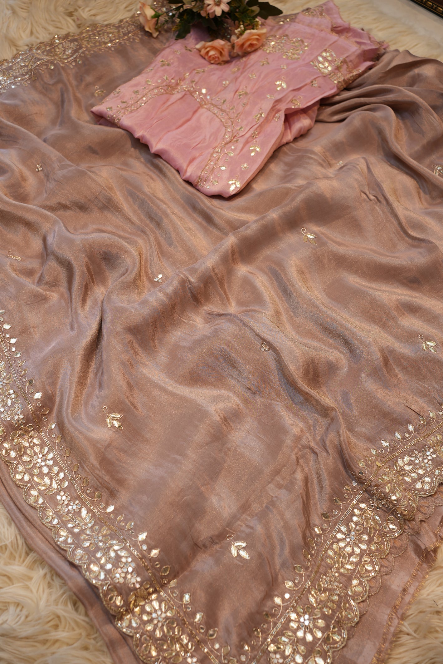 PARTY WEAR SAREE WITH GOTAPATTI HANDWORK (WITH BLOUSE) ##SR0208