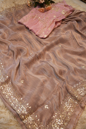 PARTY WEAR SAREE WITH GOTAPATTI HANDWORK (WITH BLOUSE) ##SR0208
