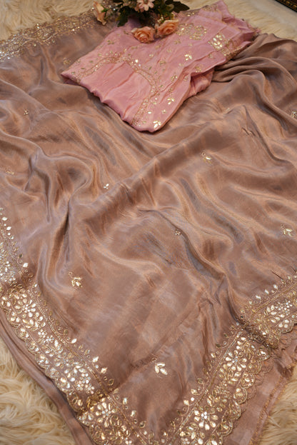 PARTY WEAR SAREE WITH GOTAPATTI HANDWORK (WITH BLOUSE) ##SR0208
