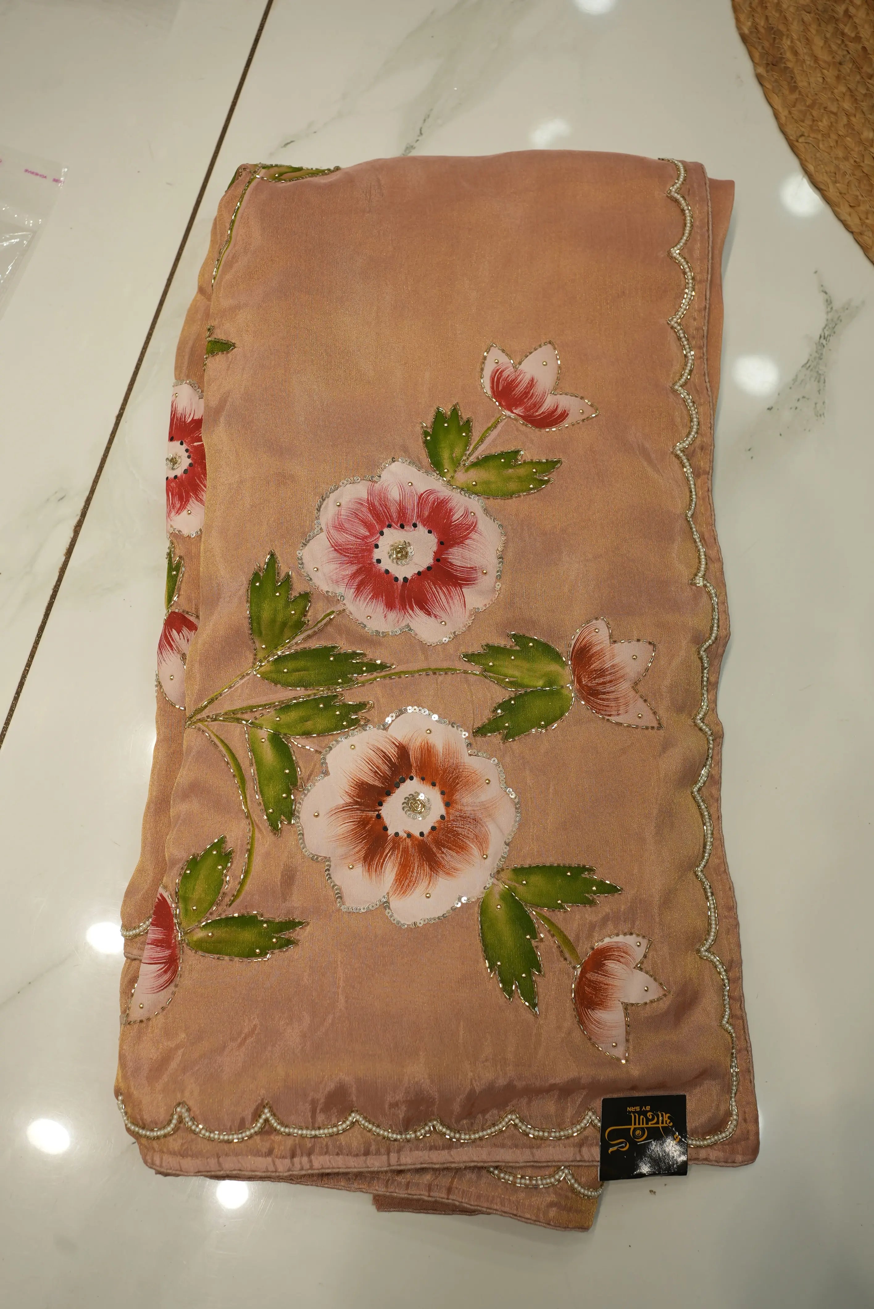 Summer Special Flower Print Chiffon Fabric Saree ( Without Blouse)