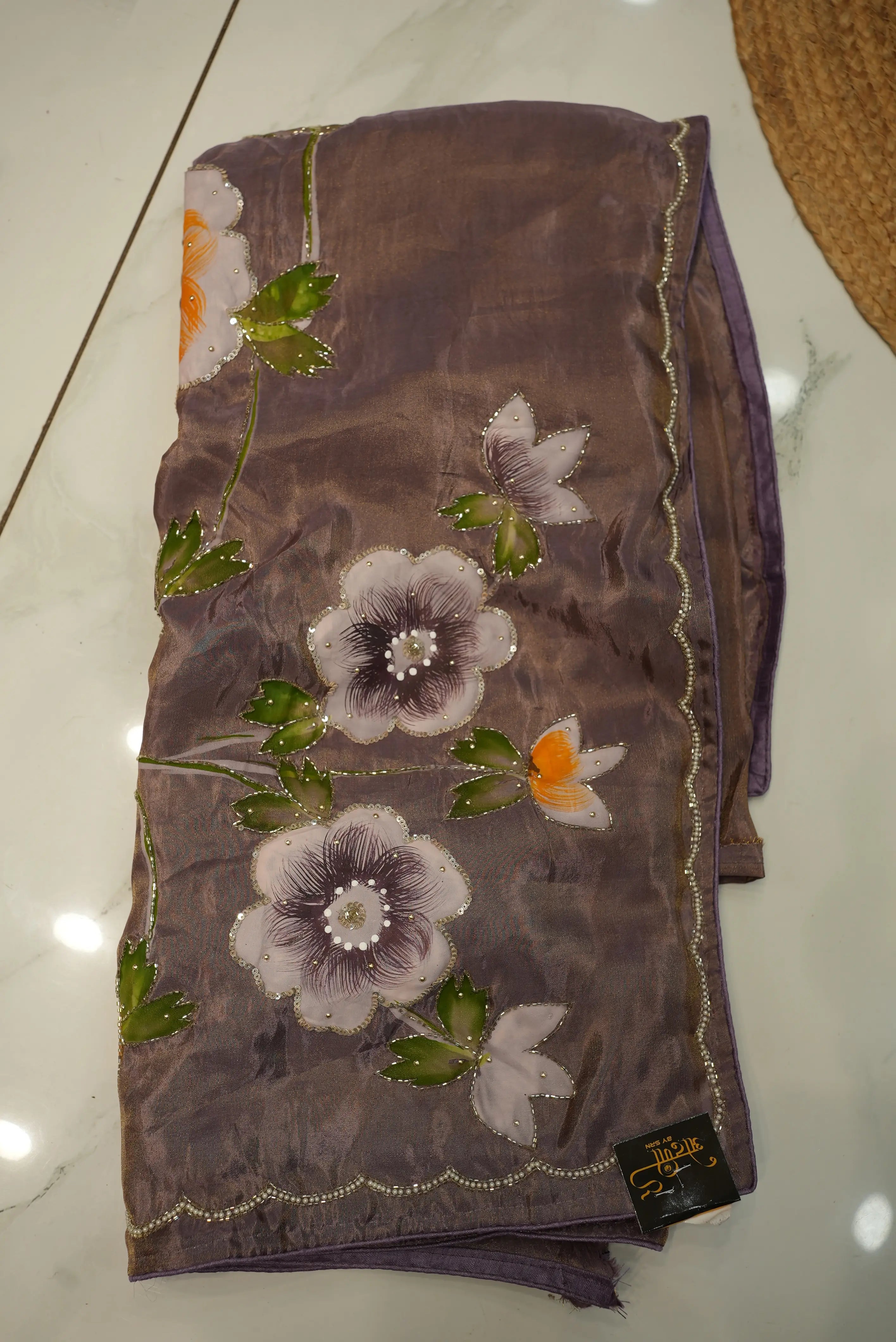 Summer Special Flower Print Chiffon Fabric Saree ( Without Blouse)