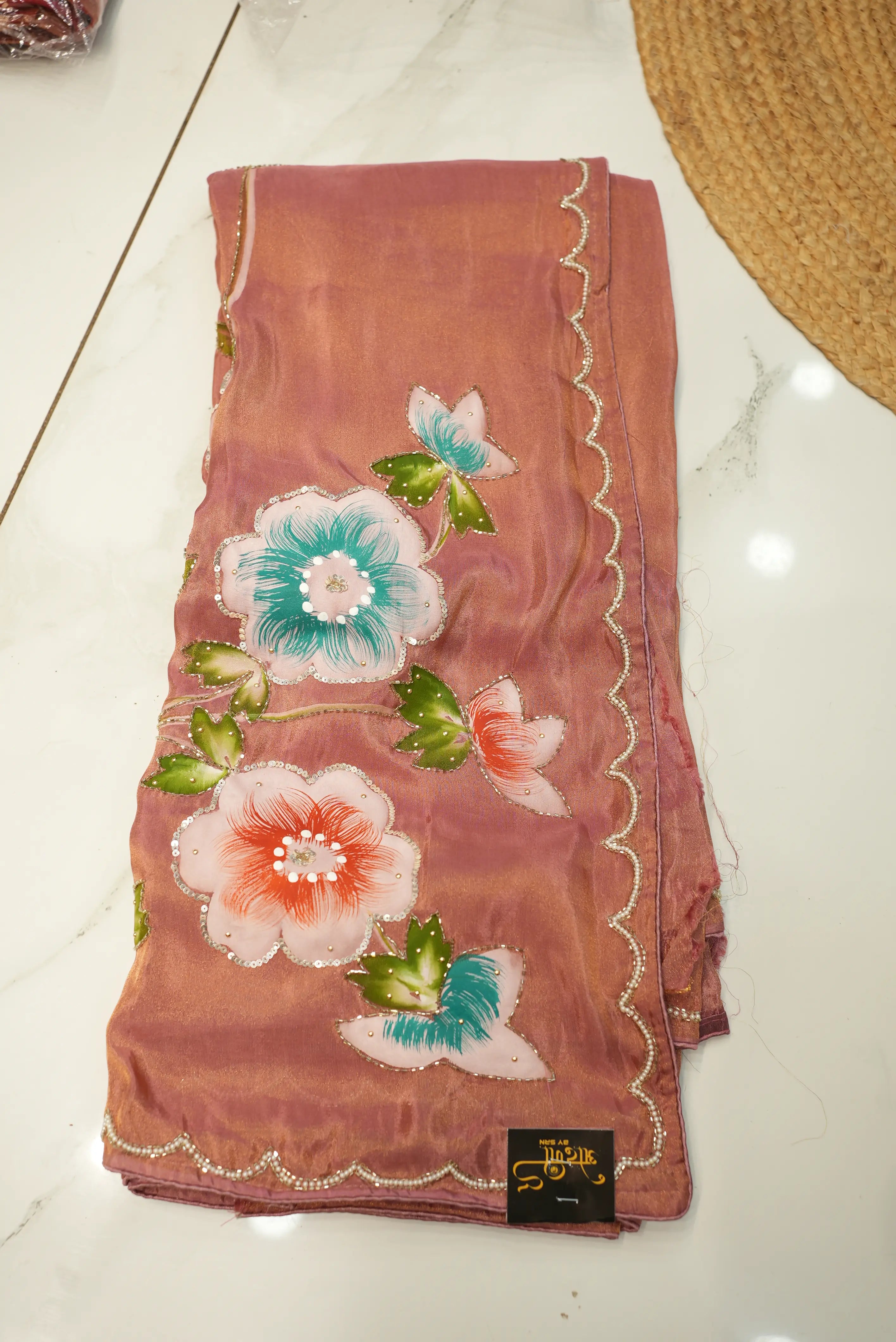 Summer Special Flower Print Chiffon Fabric Saree ( Without Blouse)