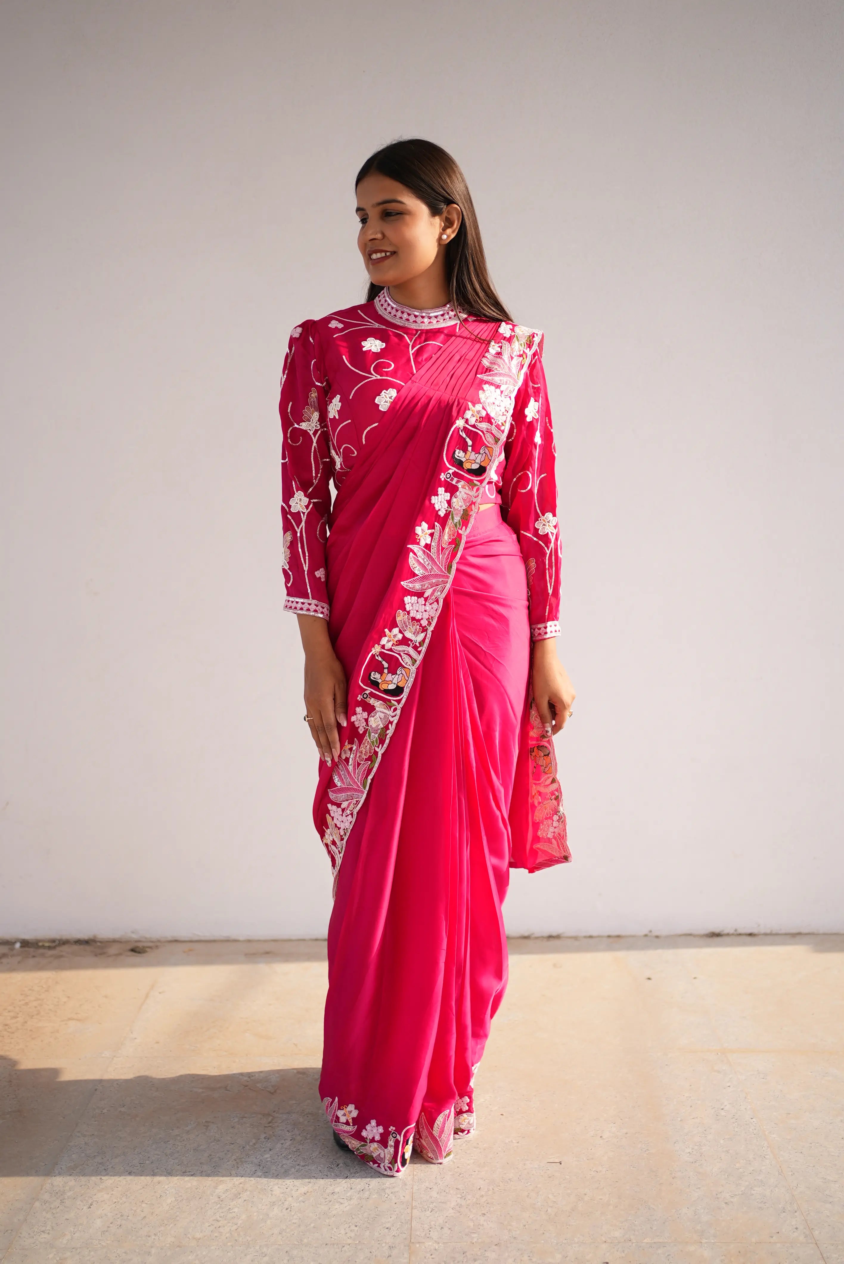 Elegant Rust Orange Embroidered Saree with Designer Blouse for Festive & Wedding Wear