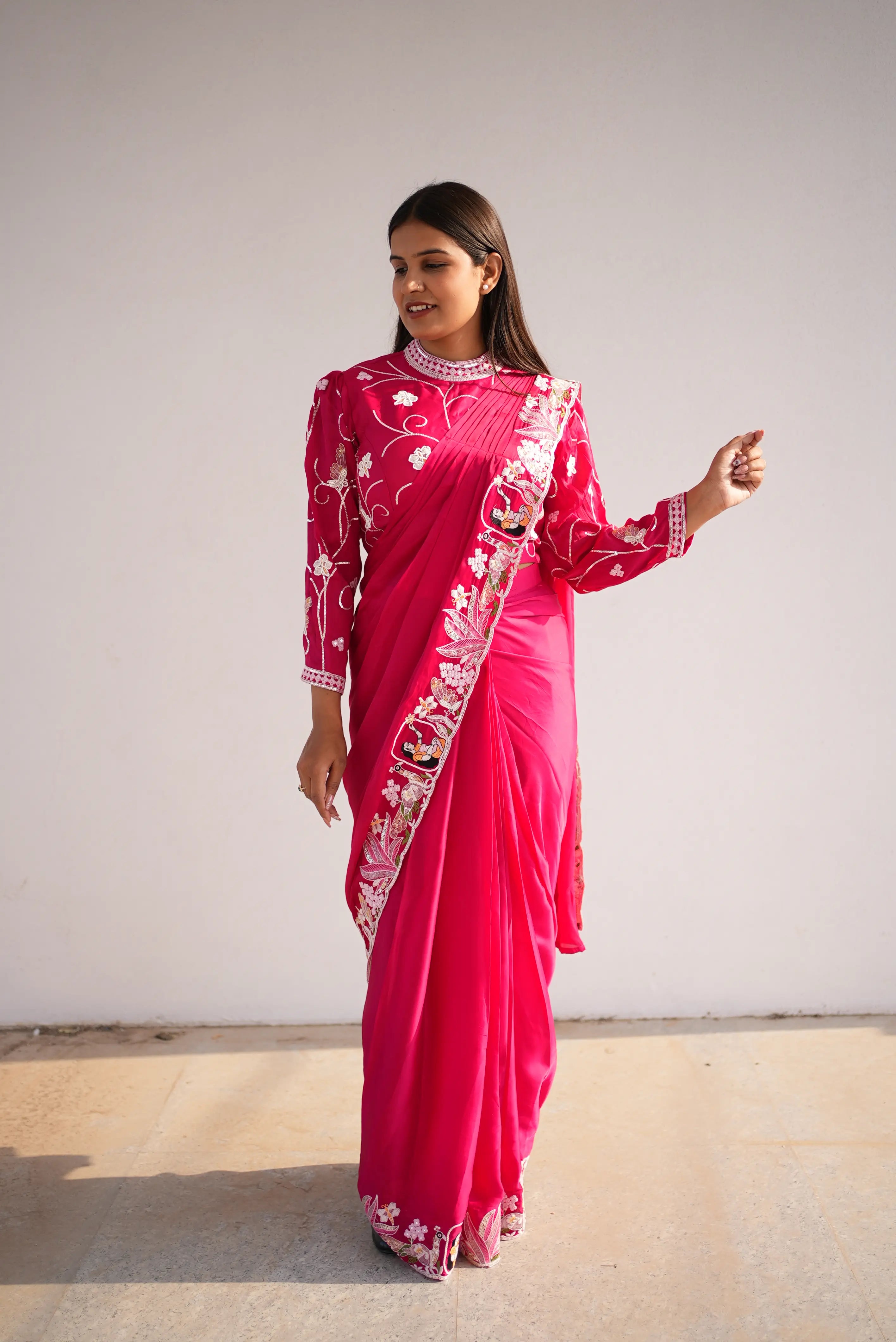 Elegant Rust Orange Embroidered Saree with Designer Blouse for Festive & Wedding Wear