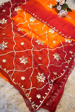 KACHI GOTA PATTI WORK TRADITIONAL PILA SAREE (WITH BLOUSE)  ##SR02010