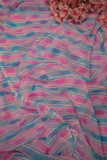 LEHERIYA CHIFFON FABRIC SAREE (5.5 MTR CUT) (WITHOUT BLOUSE) ##SR0211