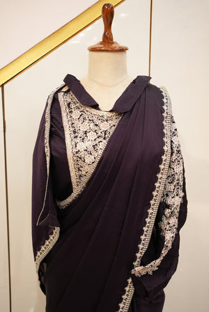 DESIGNER STITCH BLOUSE SAREE (FREE SIZE BLOUSE UPTO 42 SIZE) (5.5 MTR CUT) ##SR0213