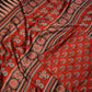 SATIN SILK FABRIC AJRAKH PRINT SAREE WITH BEAUTIFUL TASSELS (WITH BLOUSE ) (6.15 MTR CUT) ##SR0214